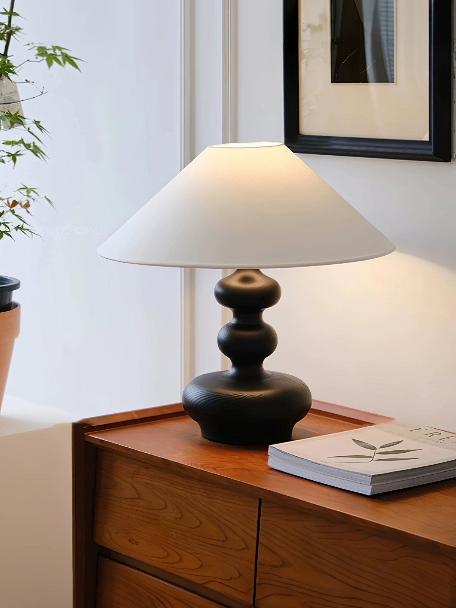 Vominex Wood Fabric Vintage Table Lamp-Neutral Decor