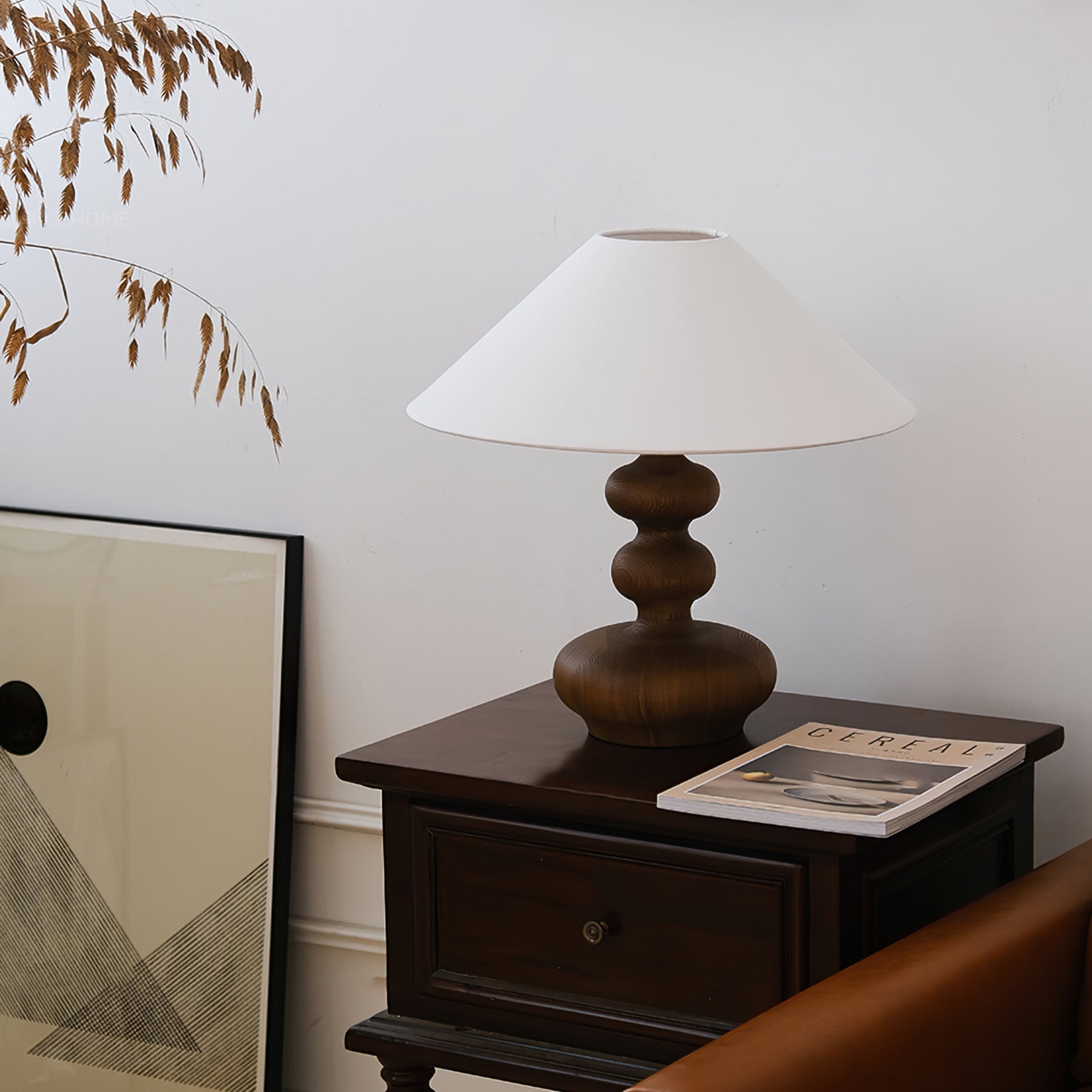 Vominex Wood Fabric Vintage Table Lamp-Neutral Decor
