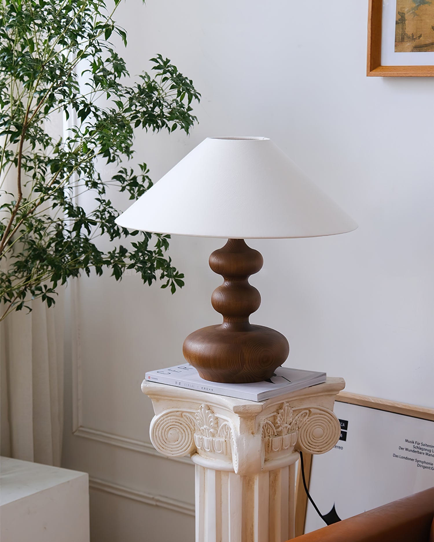 Vominex Wood Fabric Vintage Table Lamp-Neutral Decor