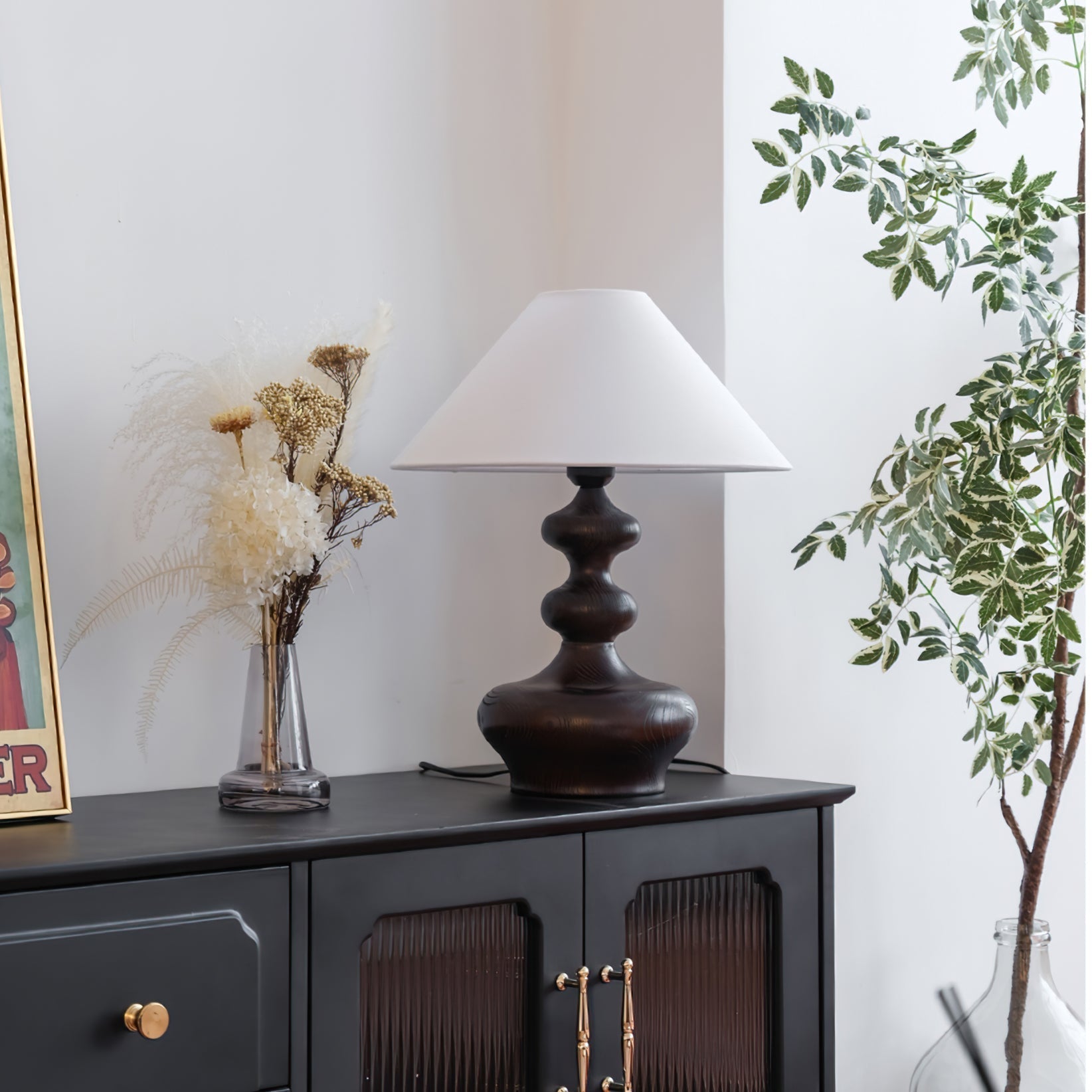 Vominex Wood Fabric Vintage Table Lamp-Neutral Decor