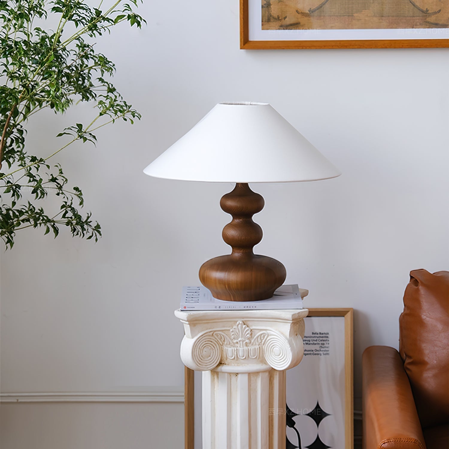 Vominex Wood Fabric Vintage Table Lamp-Neutral Decor