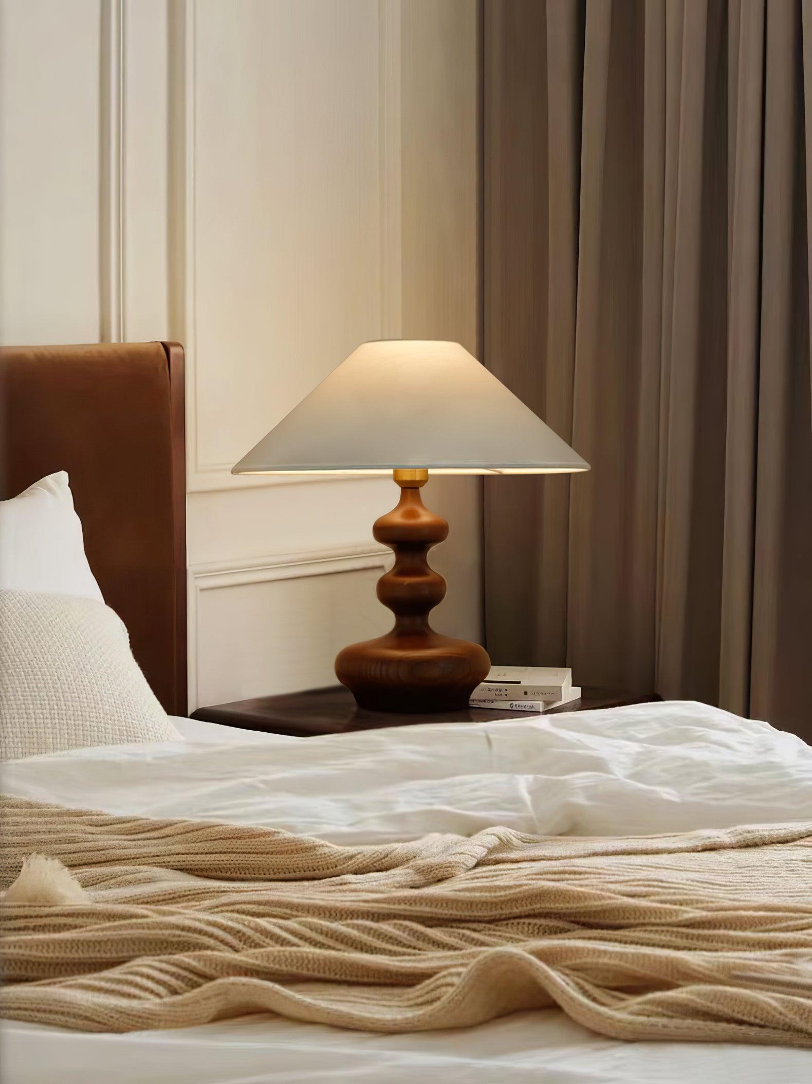 Vominex Wood Fabric Vintage Table Lamp-Neutral Decor