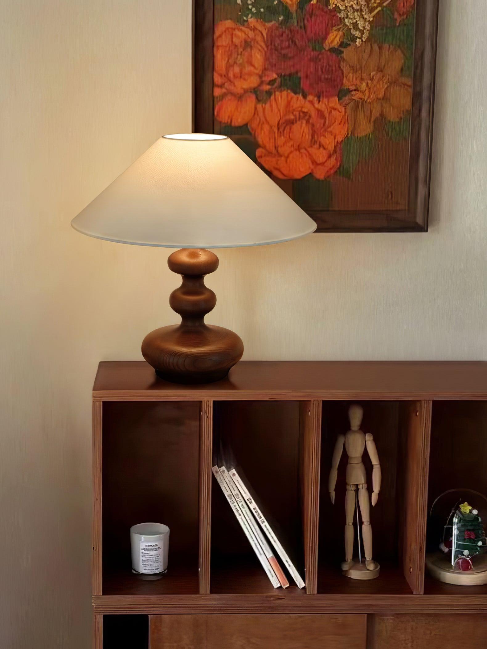 Vominex Wood Fabric Vintage Table Lamp-Neutral Decor