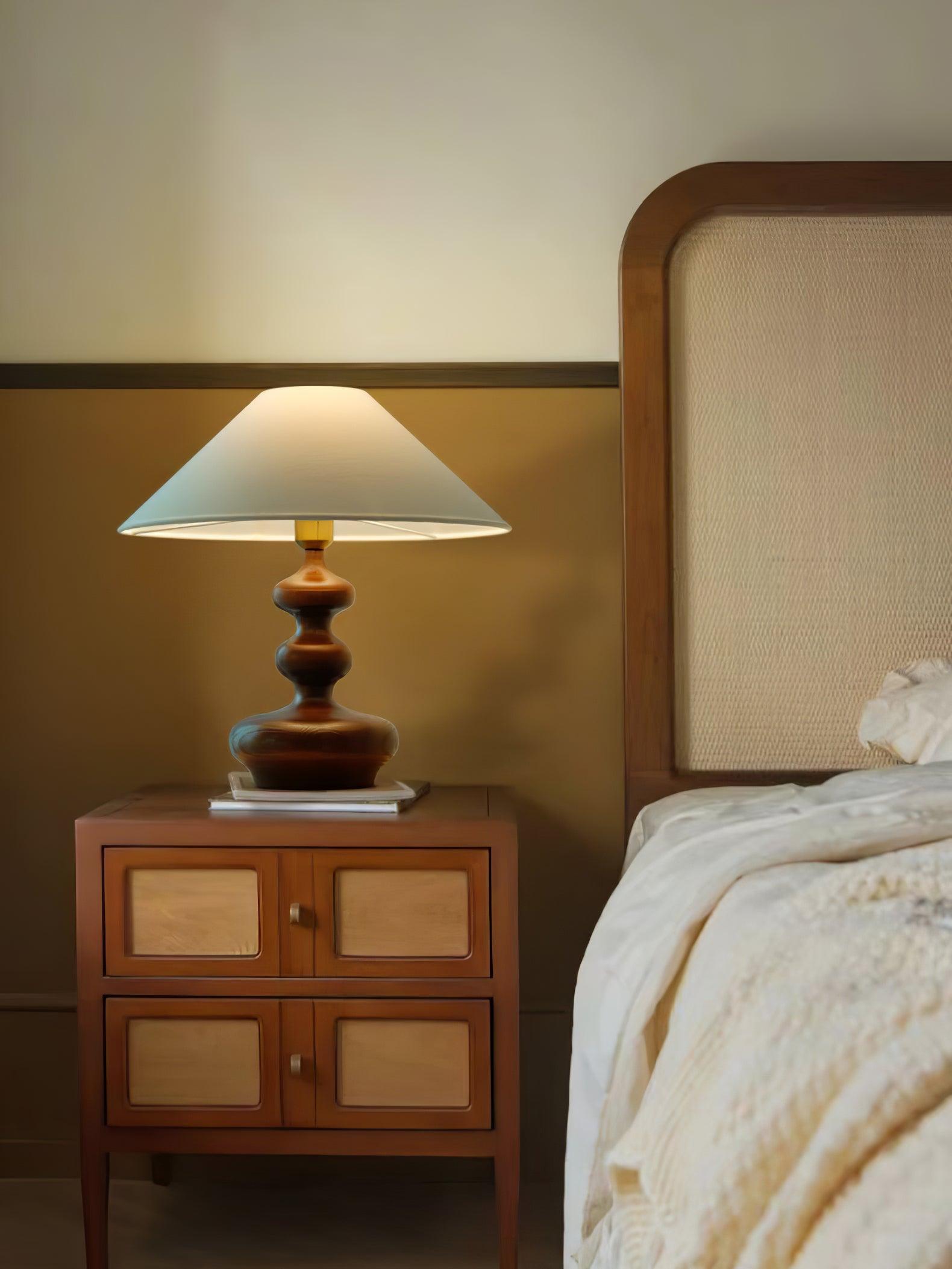 Vominex Wood Fabric Vintage Table Lamp-Neutral Decor