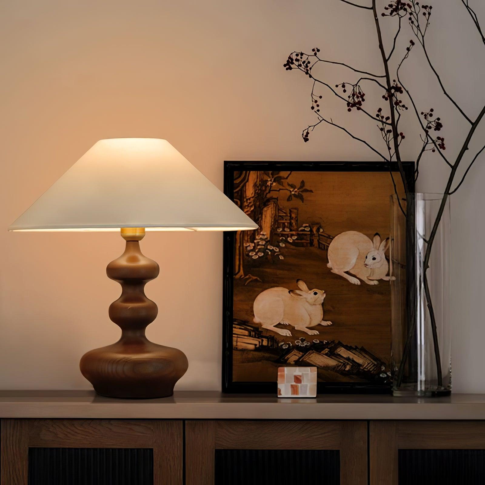 Vominex Wood Fabric Vintage Table Lamp-Neutral Decor