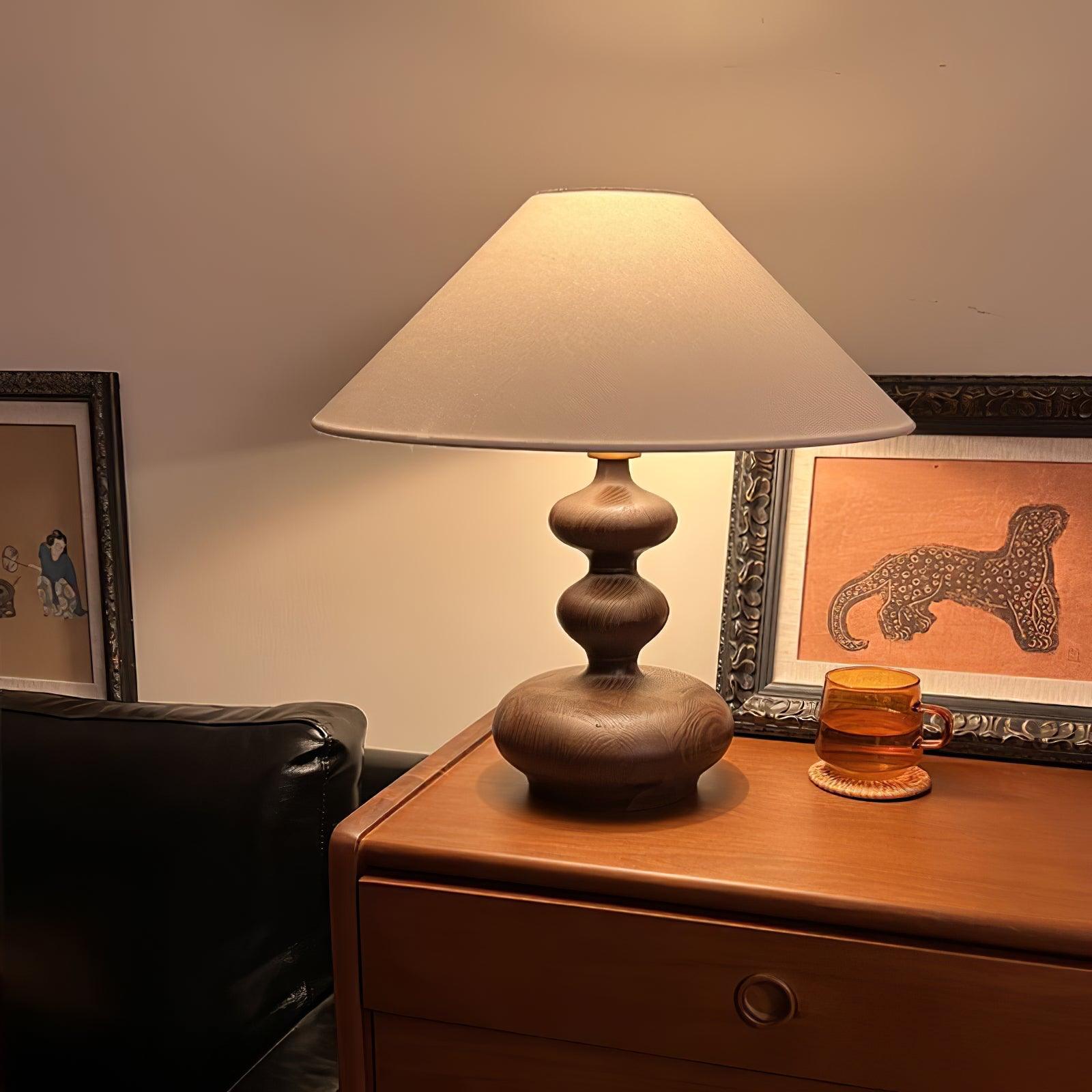 Vominex Wood Fabric Vintage Table Lamp-Neutral Decor