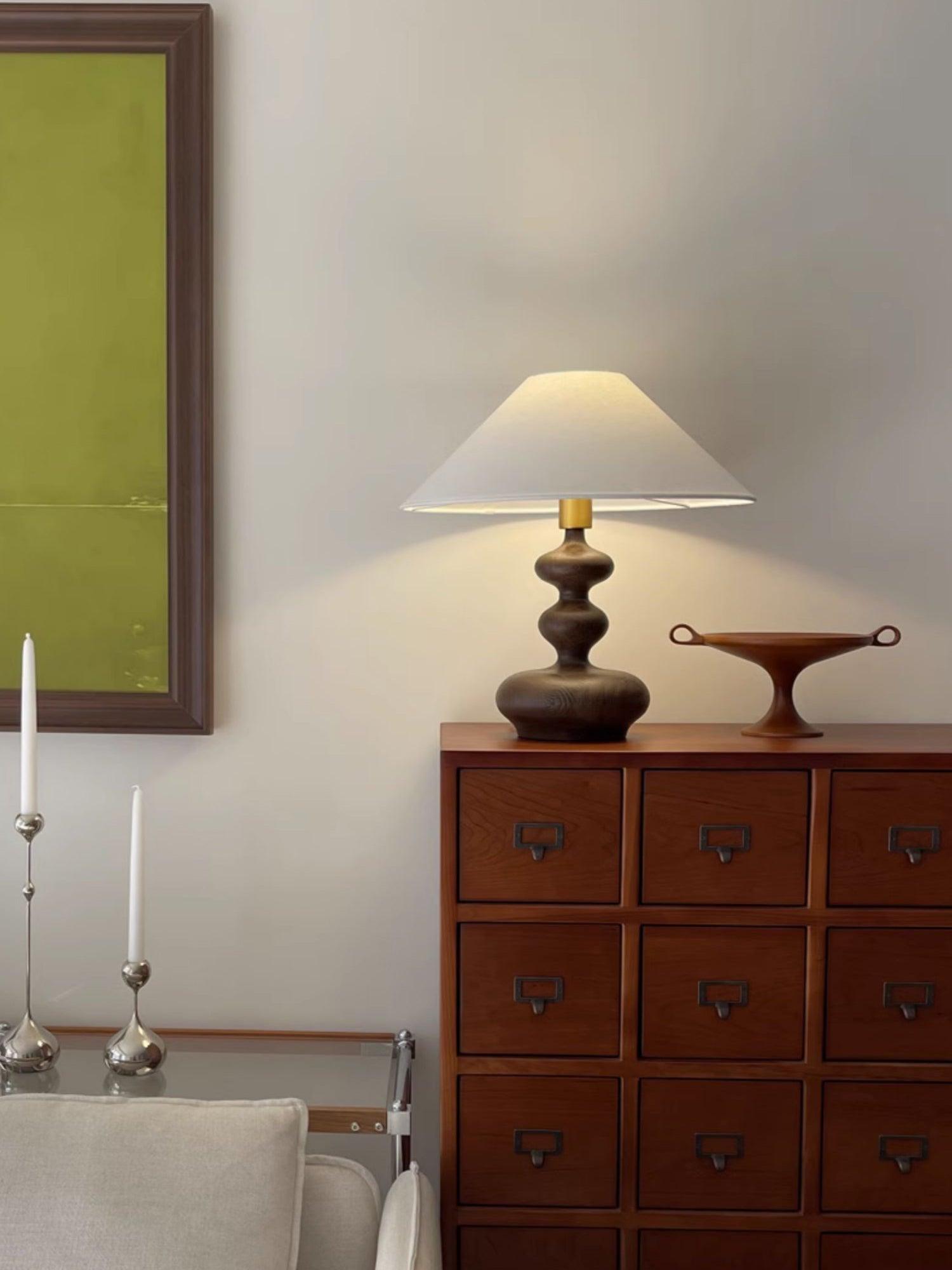 Vominex Wood Fabric Vintage Table Lamp-Neutral Decor
