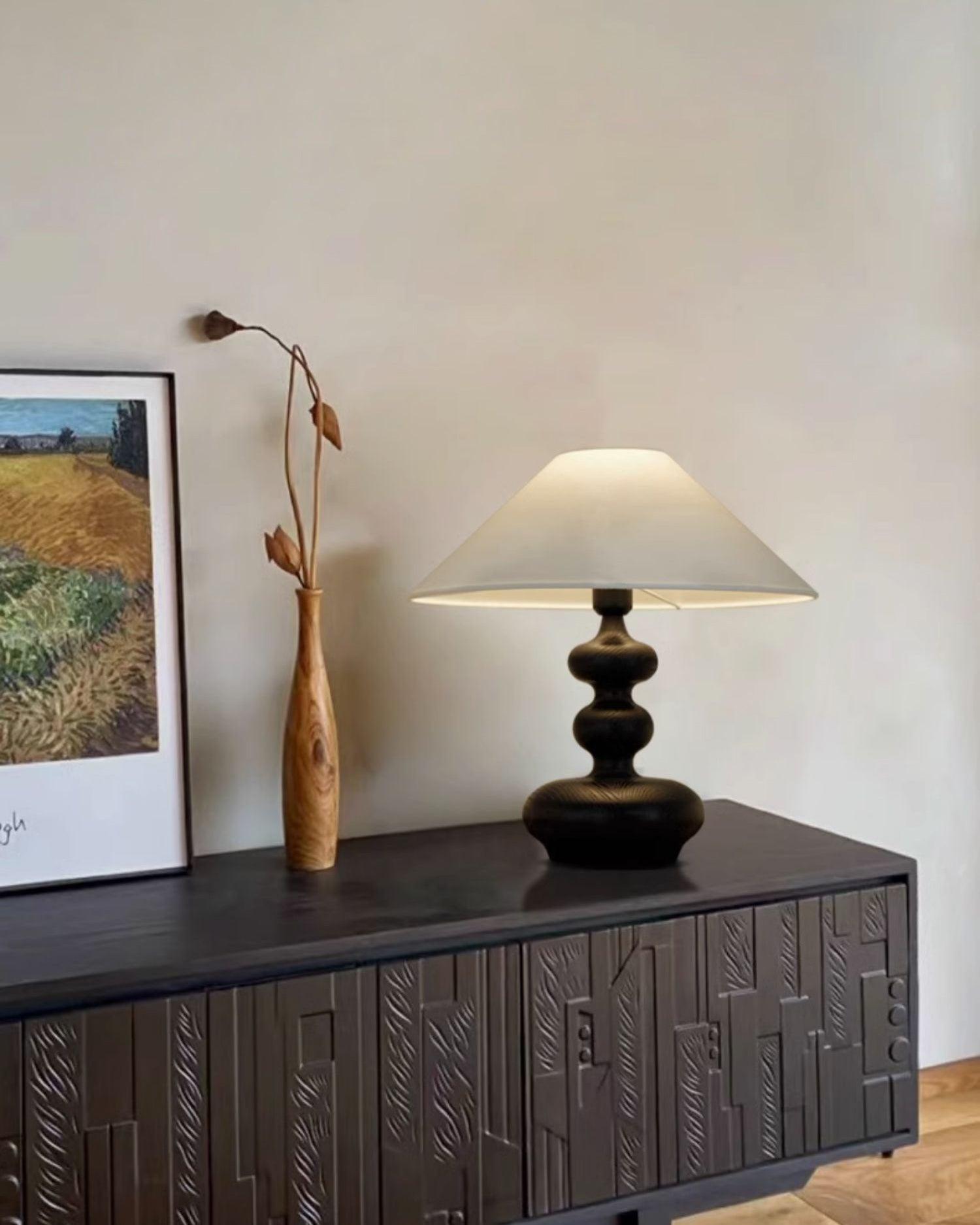 Vominex Wood Fabric Vintage Table Lamp-Neutral Decor