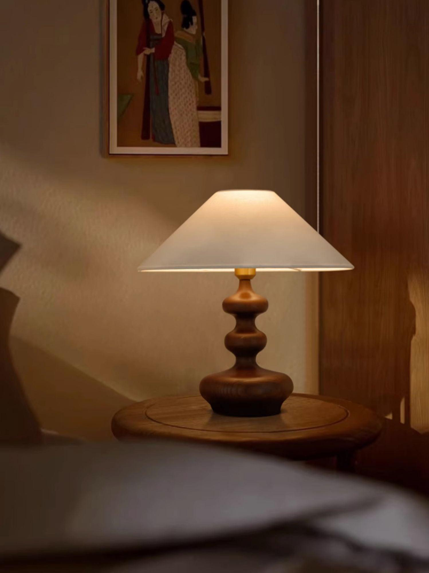 Vominex Wood Fabric Vintage Table Lamp-Neutral Decor