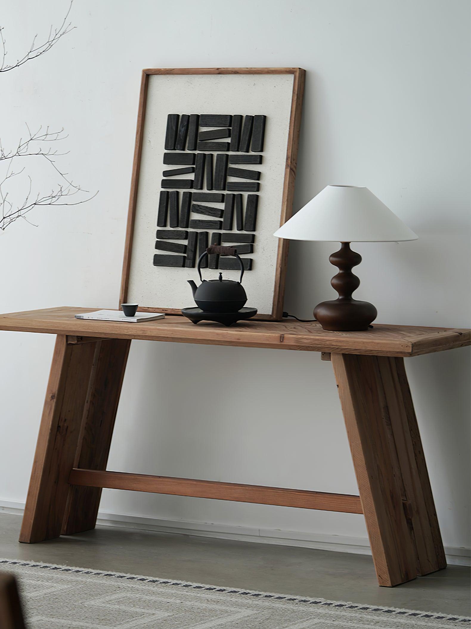 Vominex Wood Fabric Vintage Table Lamp-Neutral Decor