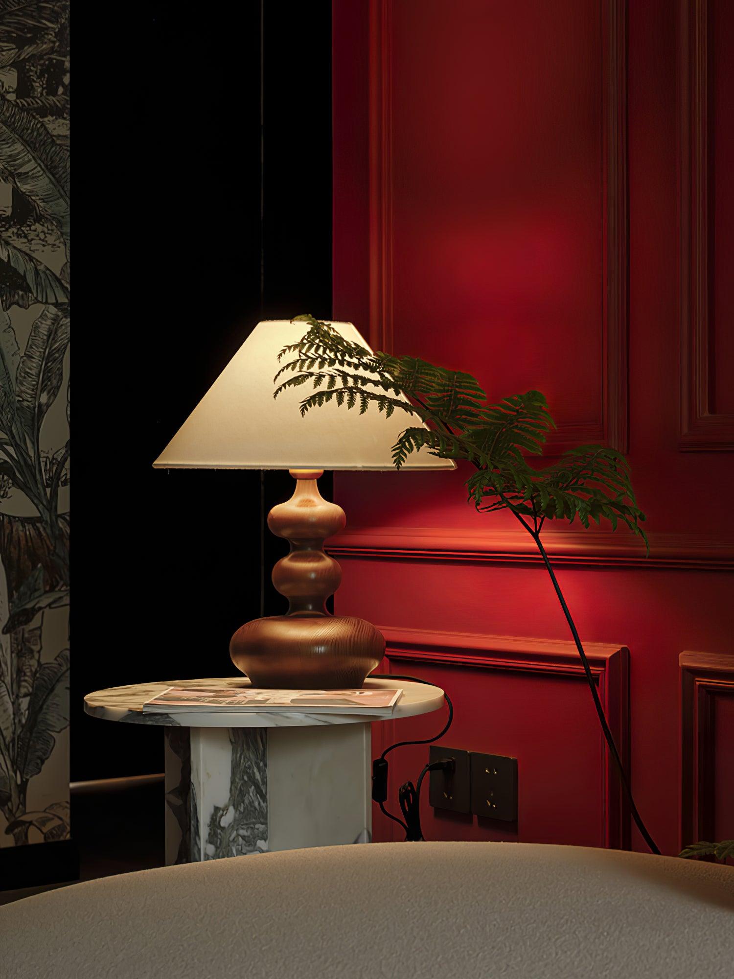 Vominex Wood Fabric Vintage Table Lamp-Neutral Decor