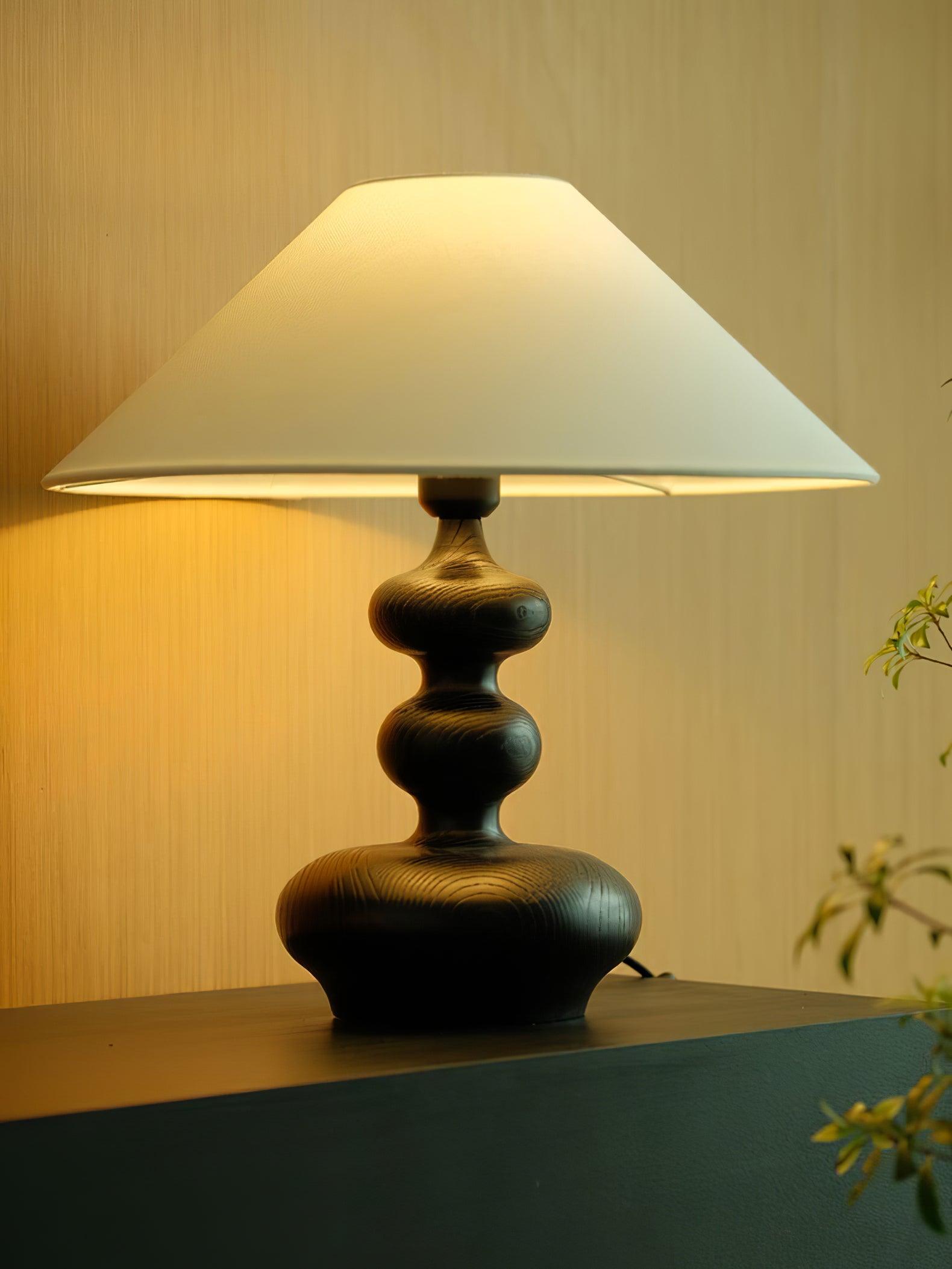 Vominex Wood Fabric Vintage Table Lamp-Neutral Decor