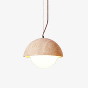 Avdoraris Dome-Shaped Travertine Pendant Light-Neutral Decor
