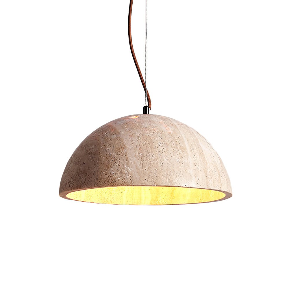 Avdoraris Dome-Shaped Travertine Pendant Light-Neutral Decor