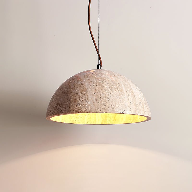 Avdoraris Dome-Shaped Travertine Pendant Light-Neutral Decor