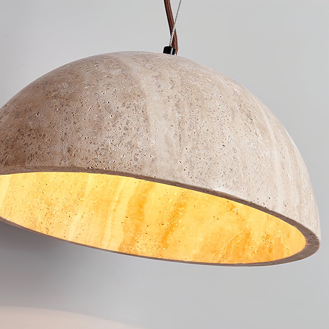 Avdoraris Dome-Shaped Travertine Pendant Light-Neutral Decor