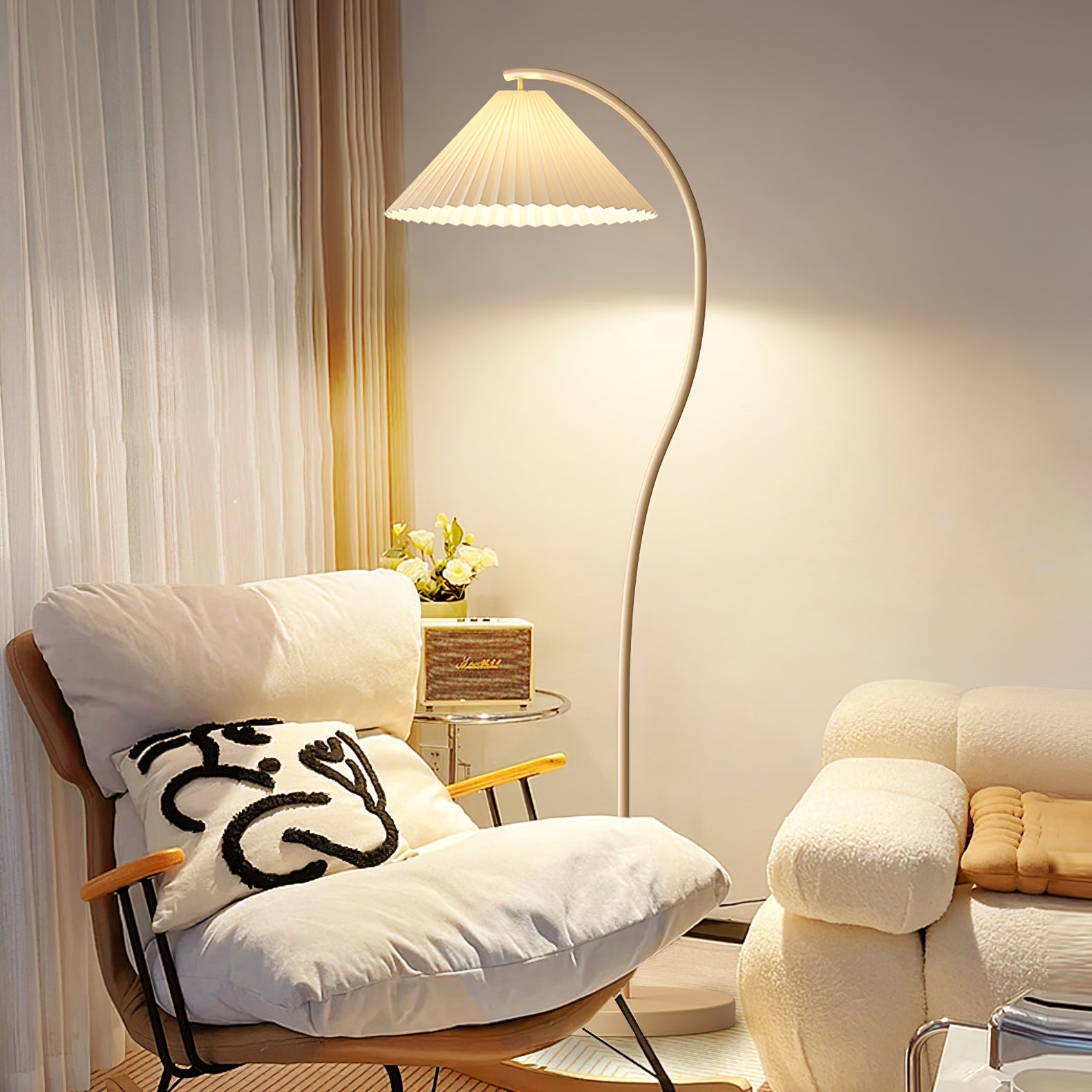 Fyrel Minimalist Fabric Floor Lamp-Neutral Decor