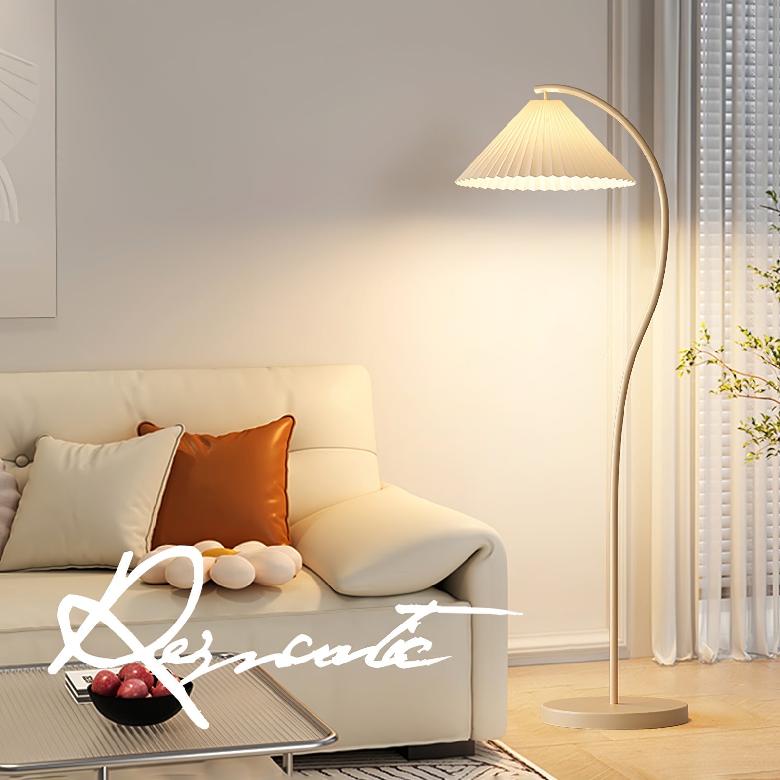 Fyrel Minimalist Fabric Floor Lamp-Neutral Decor