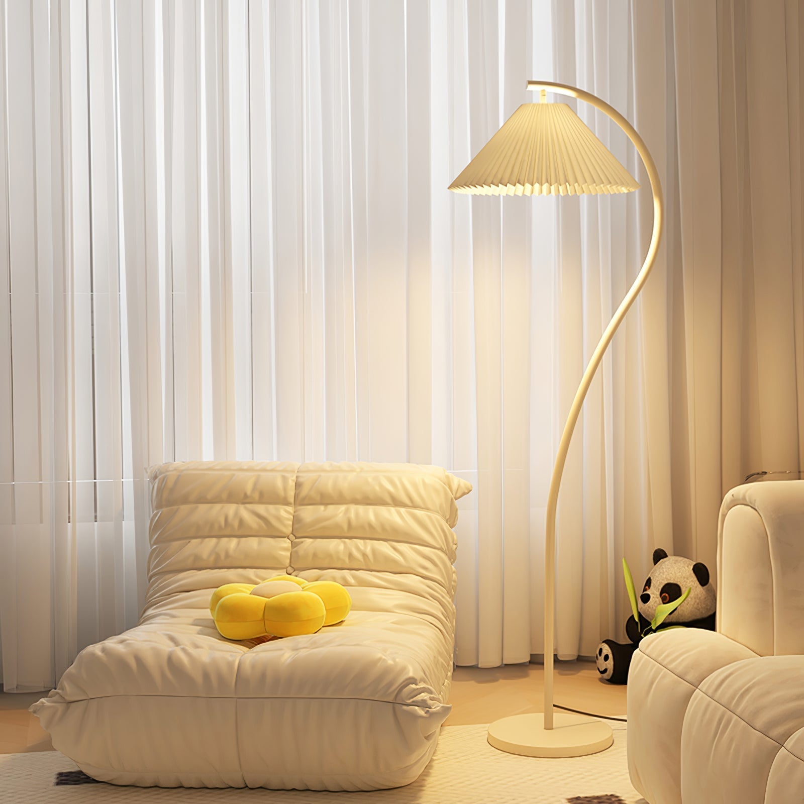 Fyrel Minimalist Fabric Floor Lamp-Neutral Decor