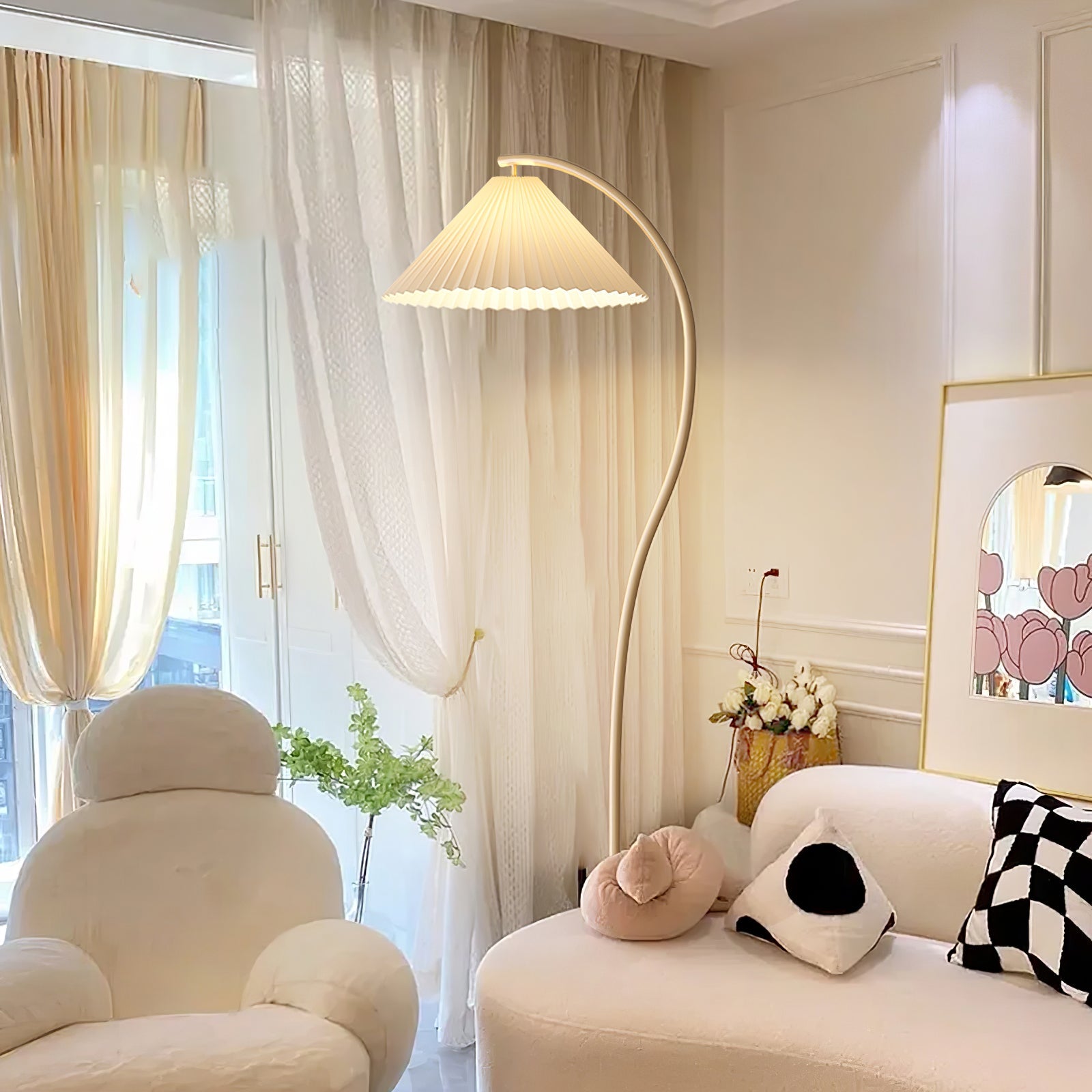 Fyrel Minimalist Fabric Floor Lamp-Neutral Decor