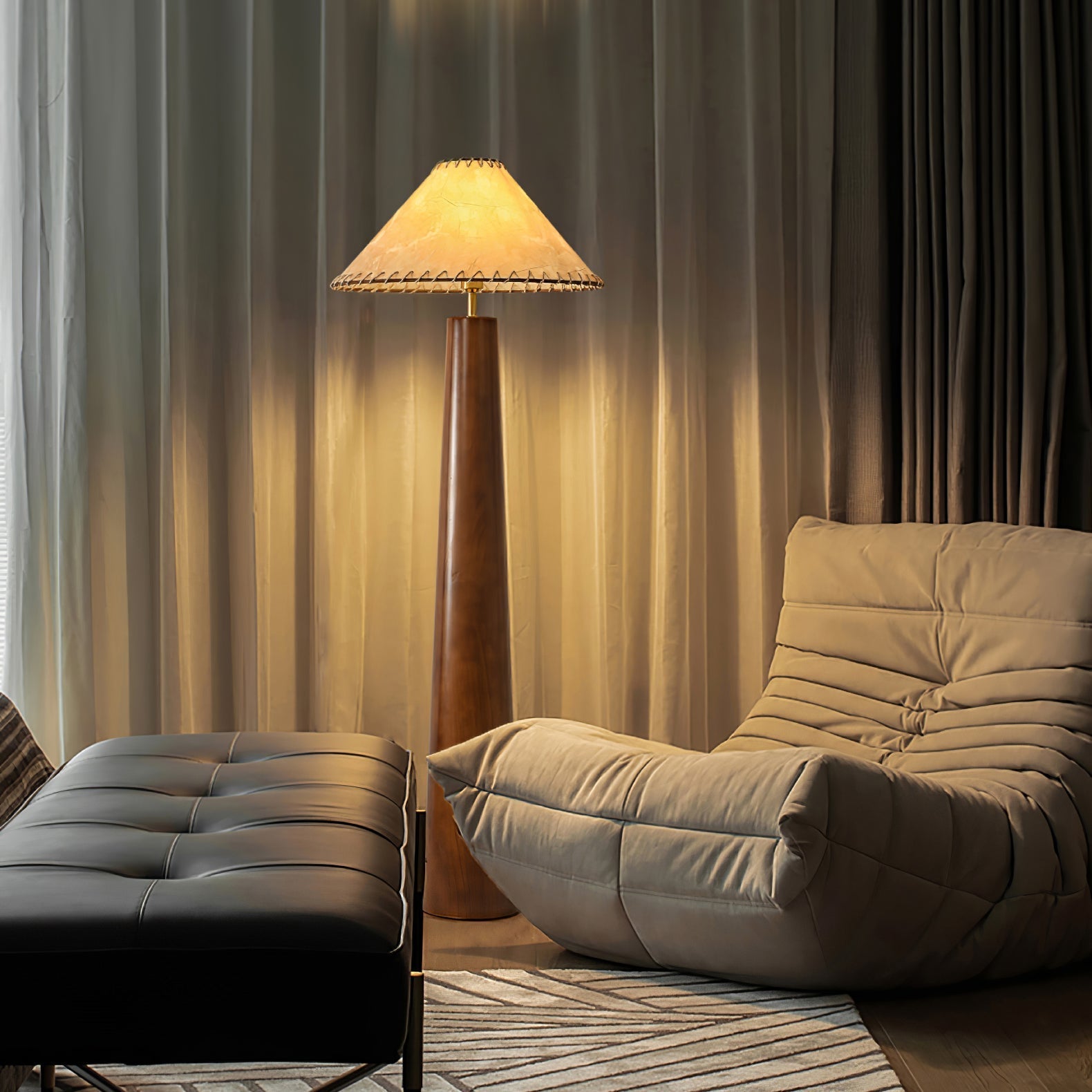 Kaelin Wooden Column Floor Lamp-Neutral Decor