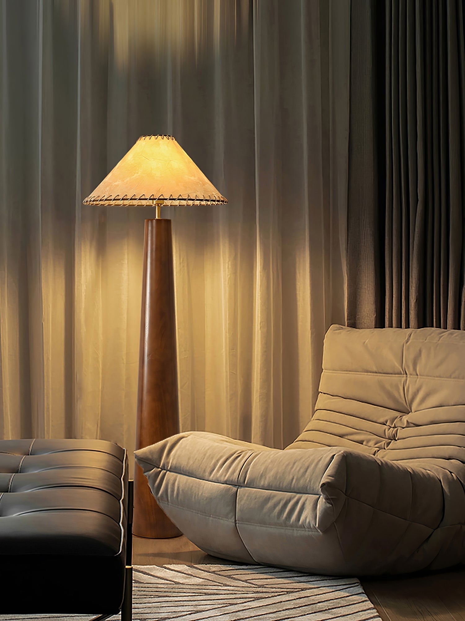 Kaelin Wooden Column Floor Lamp-Neutral Decor