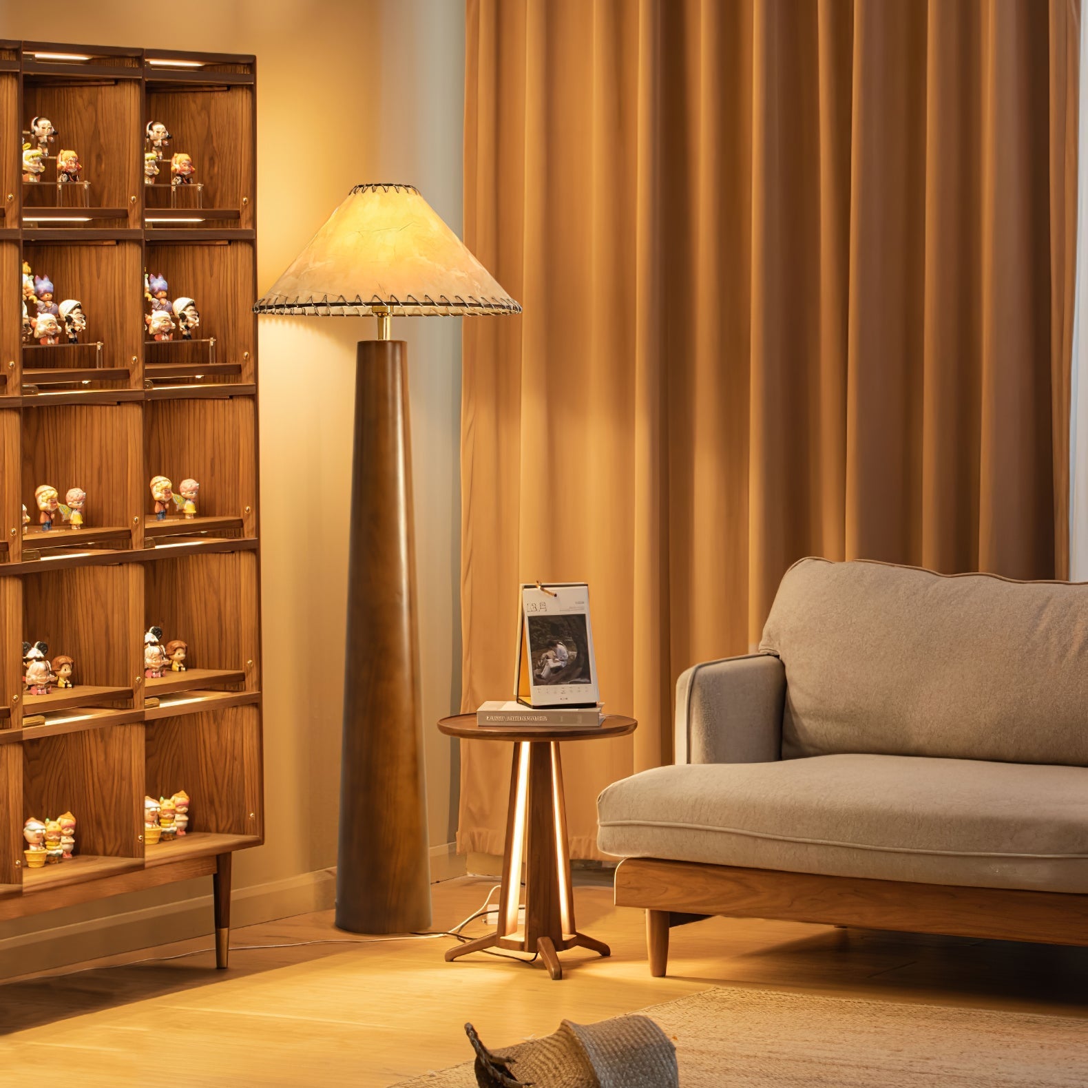 Kaelin Wooden Column Floor Lamp-Neutral Decor