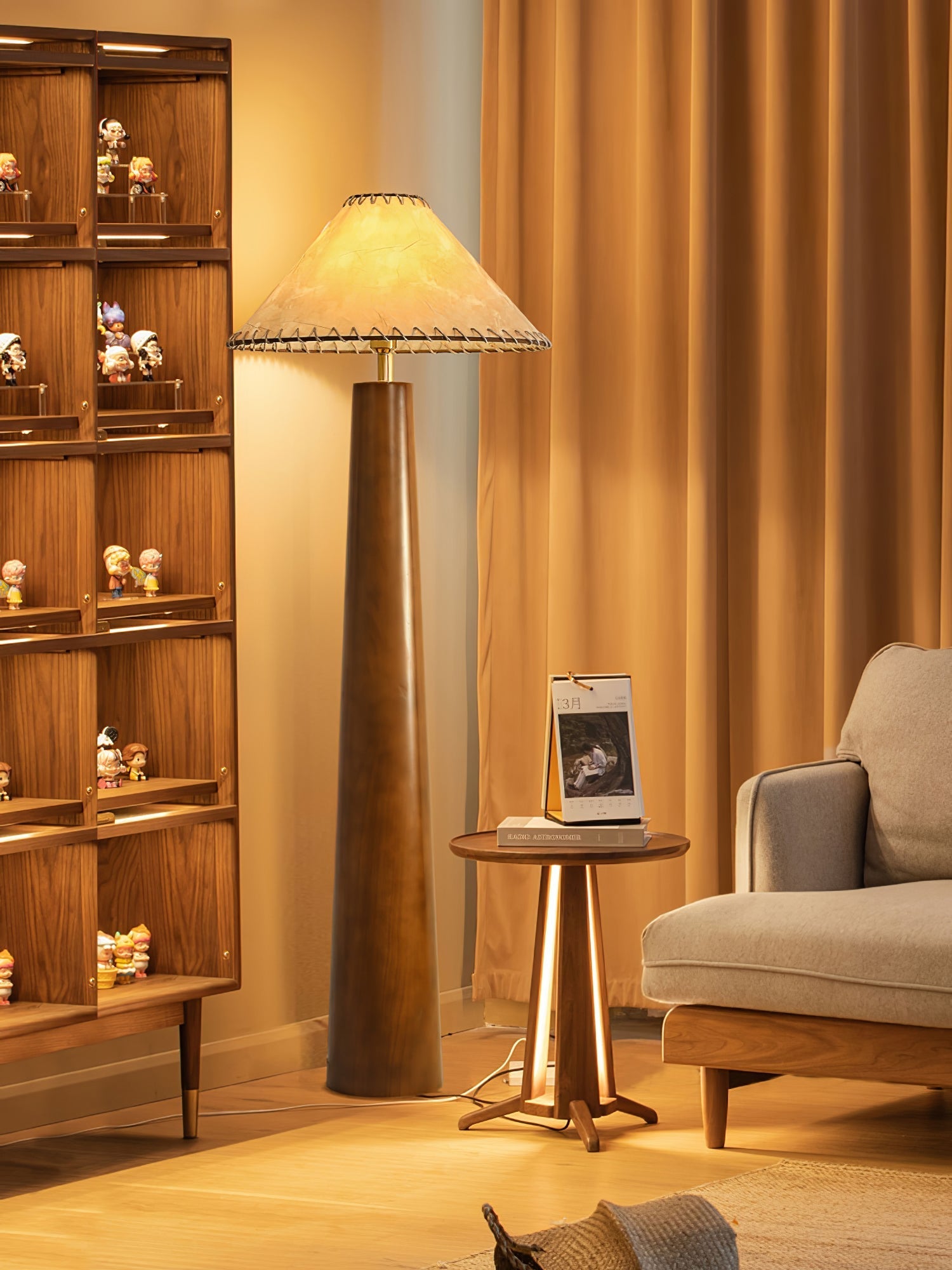 Kaelin Wooden Column Floor Lamp-Neutral Decor