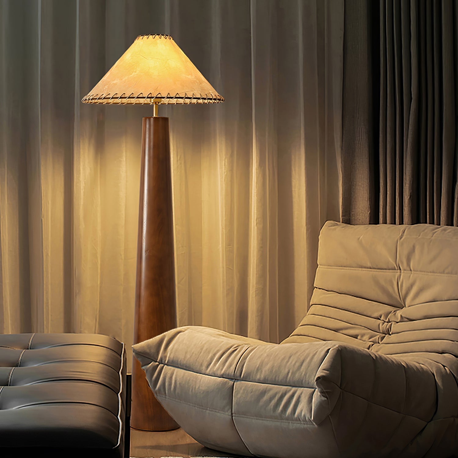Kaelin Wooden Column Floor Lamp-Neutral Decor