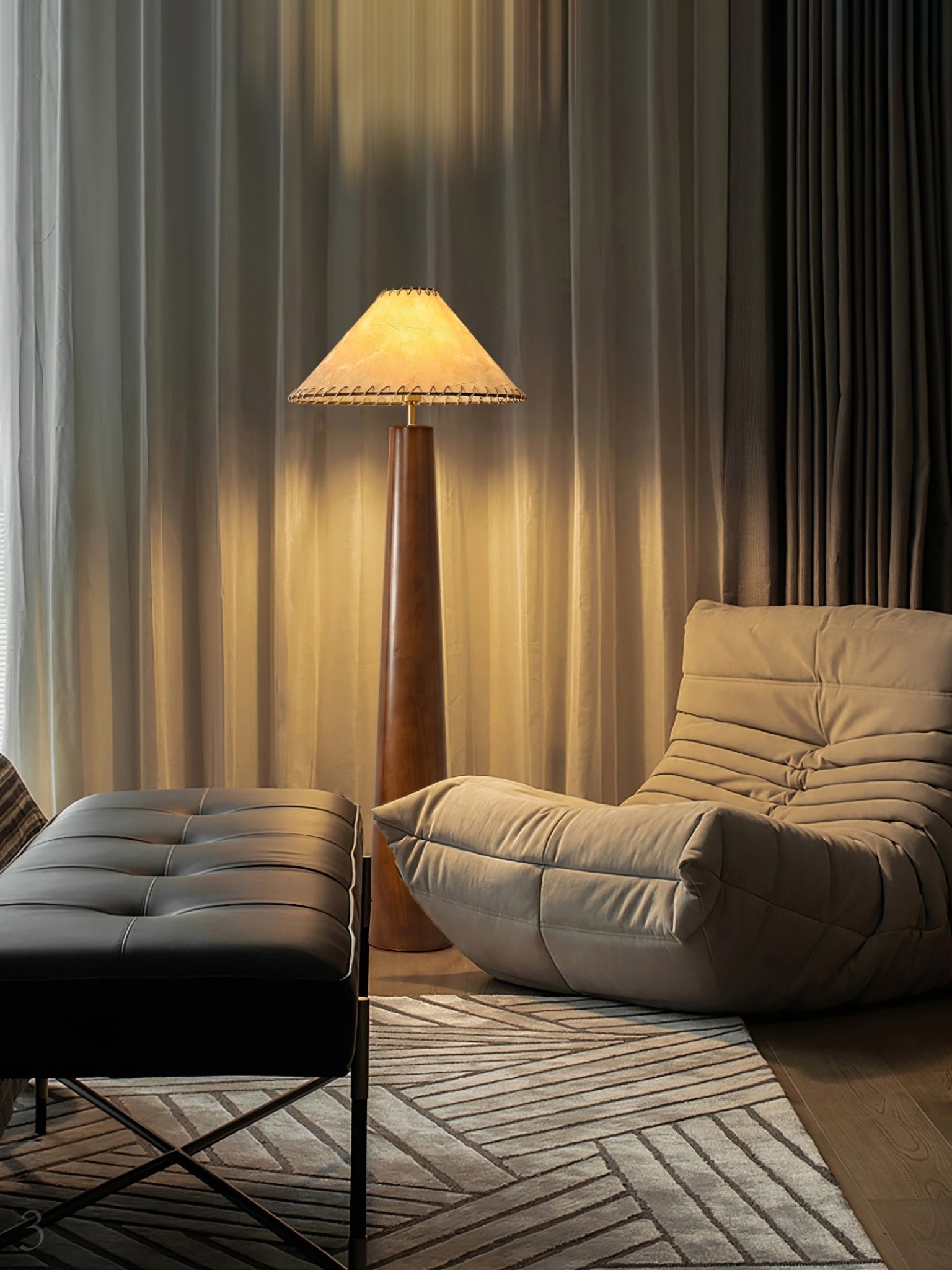 Kaelin Wooden Column Floor Lamp-Neutral Decor
