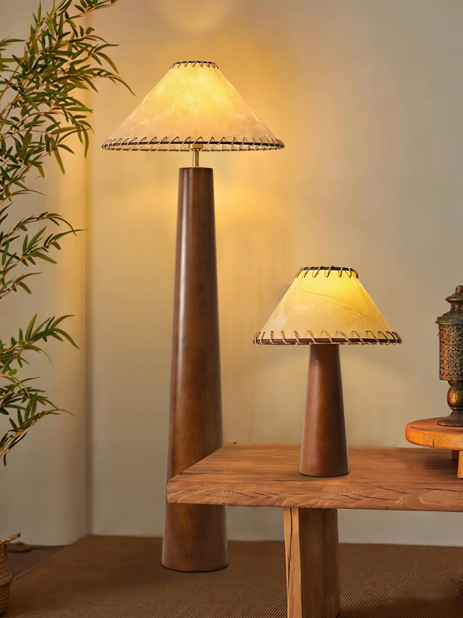 Kaelin Wooden Column Floor Lamp-Neutral Decor