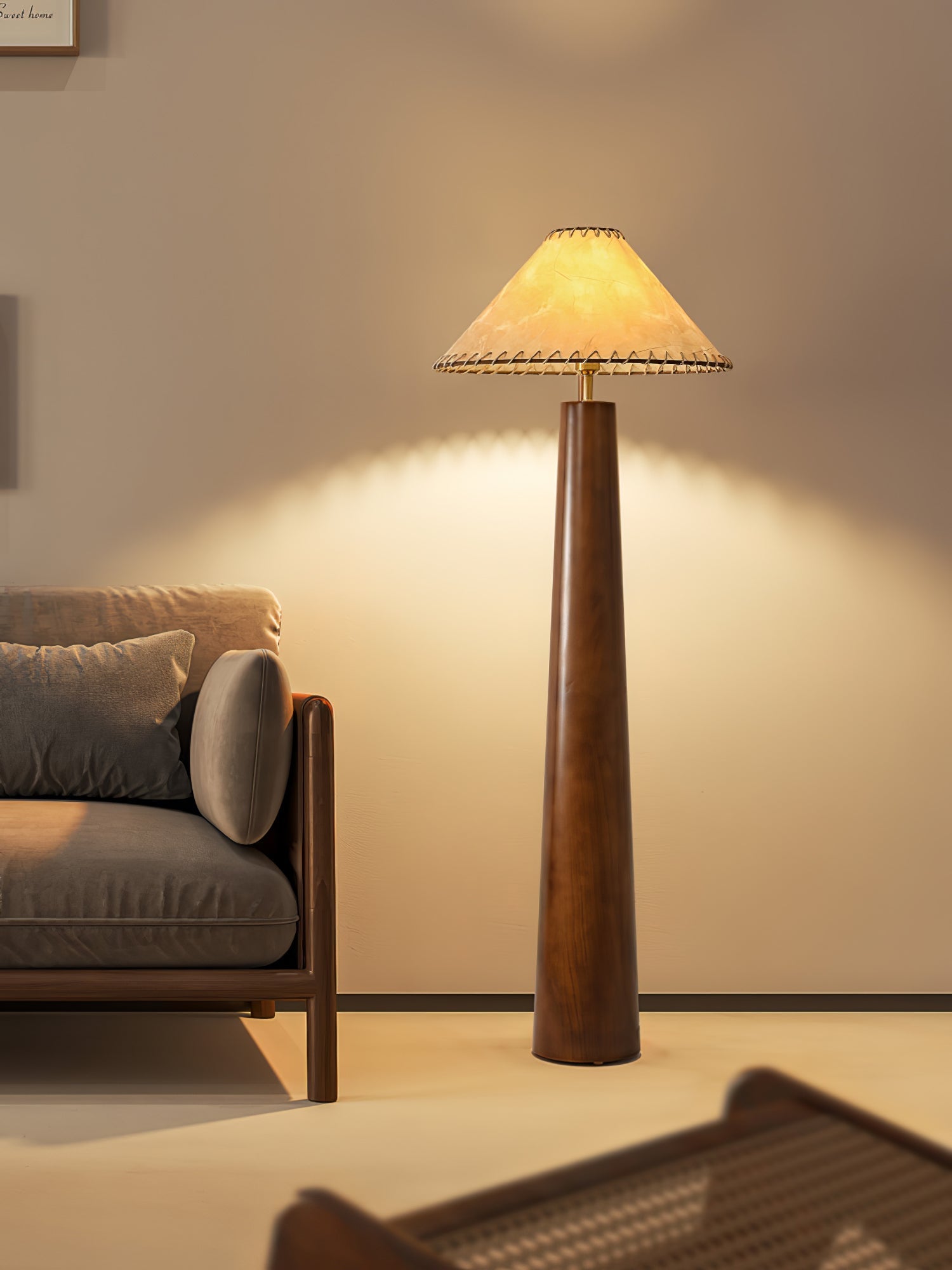 Kaelin Wooden Column Floor Lamp-Neutral Decor
