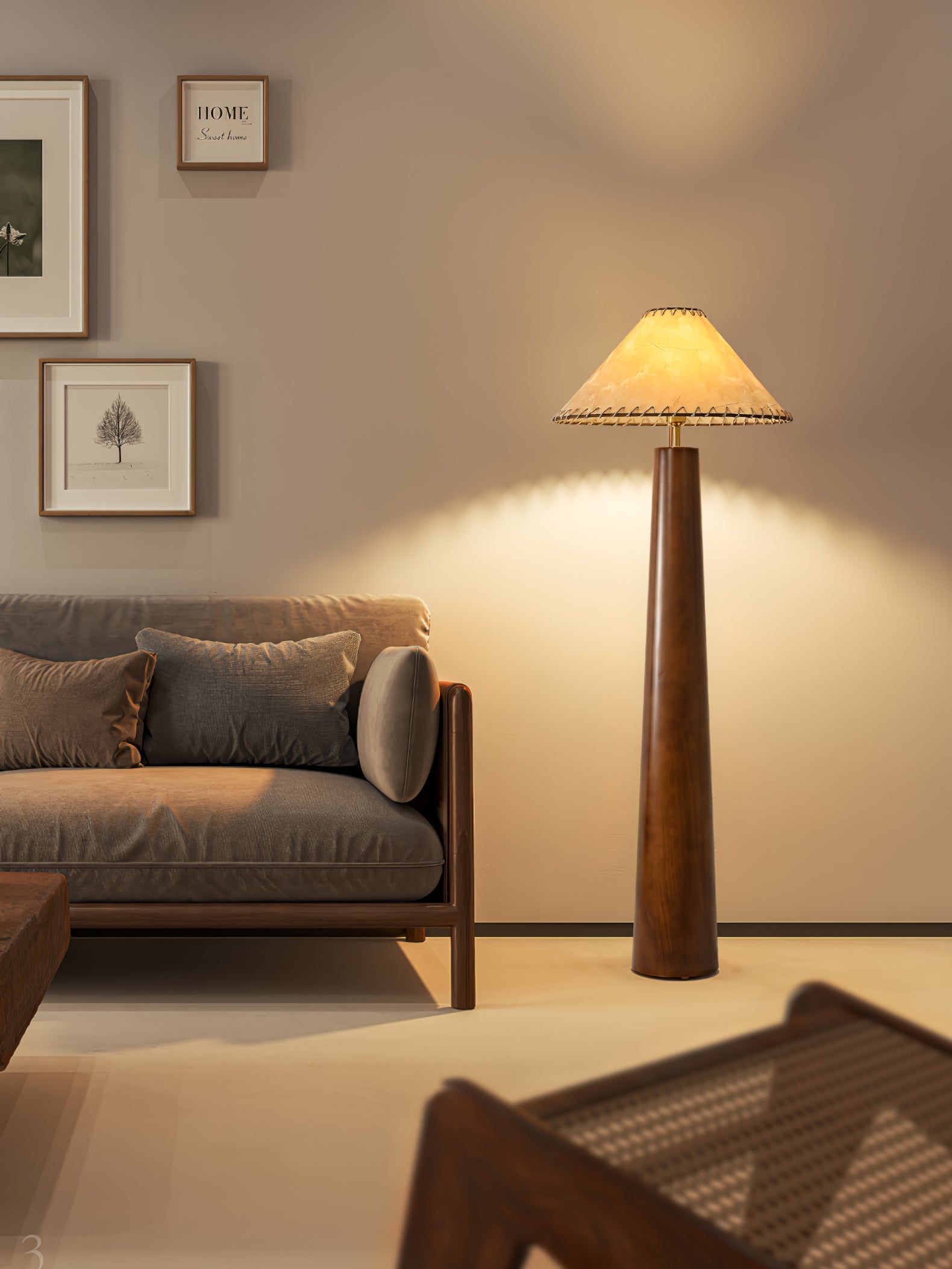 Kaelin Wooden Column Floor Lamp-Neutral Decor