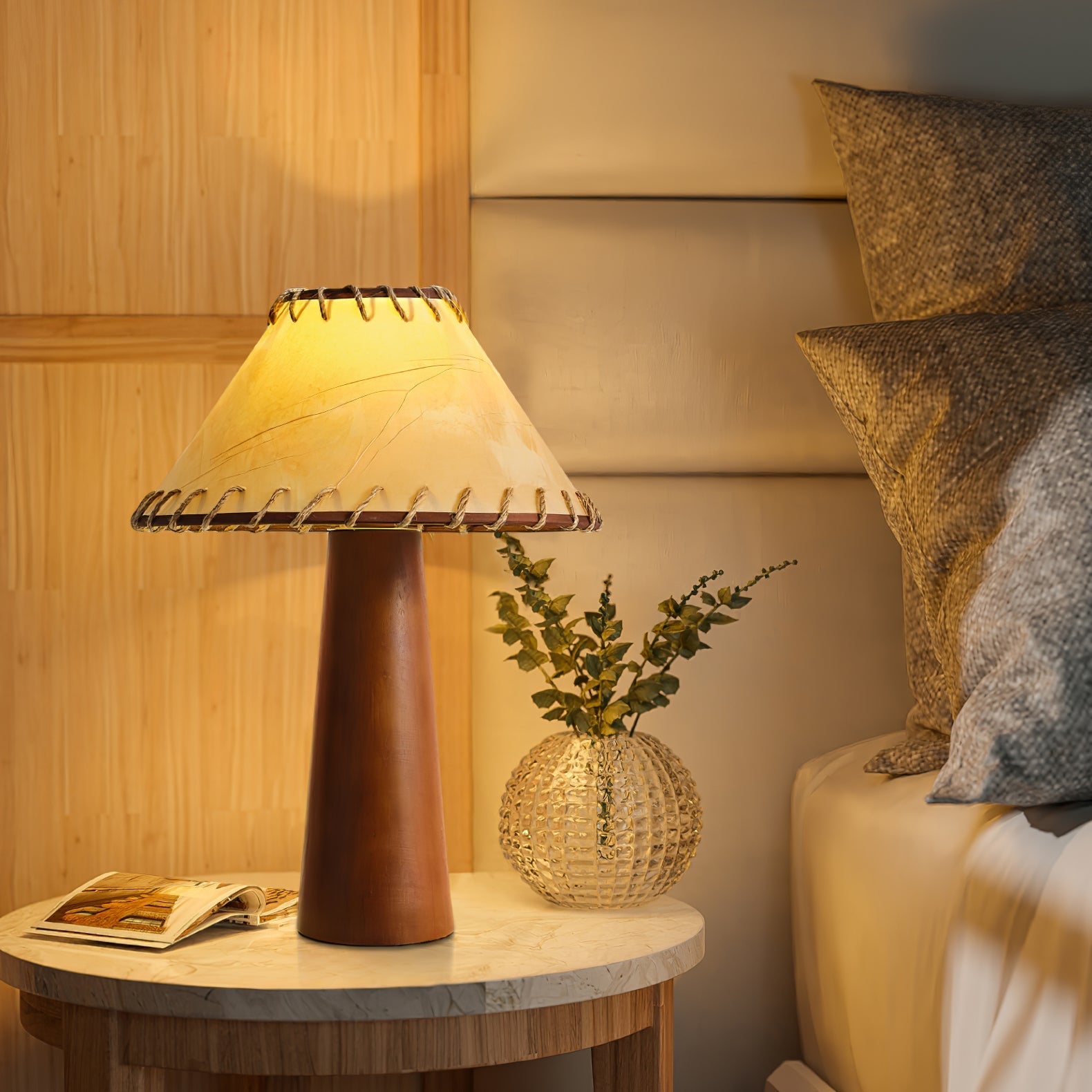 Kaelin Wooden Column Floor Lamp-Neutral Decor
