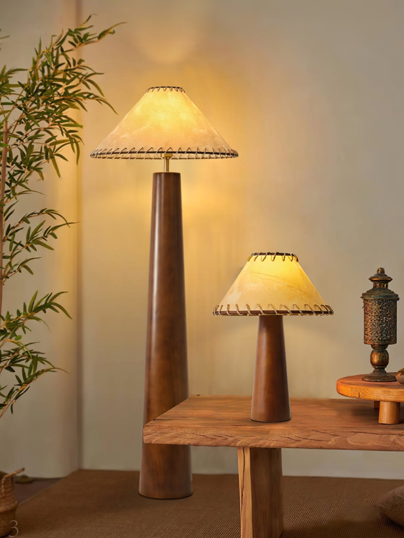 Kaelin Wooden Column Floor Lamp-Neutral Decor