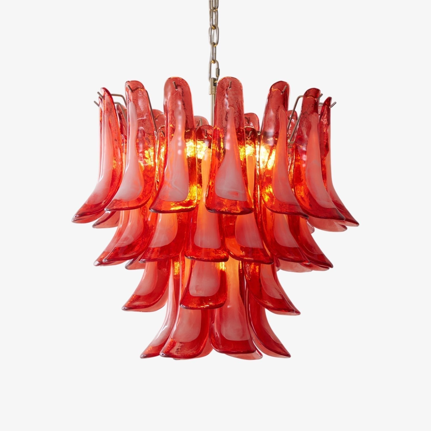 Aurora Chandelier Crimson Murano Glass Petals Layered Vintage-Neutral Decor