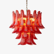 Aurora Chandelier Crimson Murano Glass Petals Layered Vintage-Neutral Decor