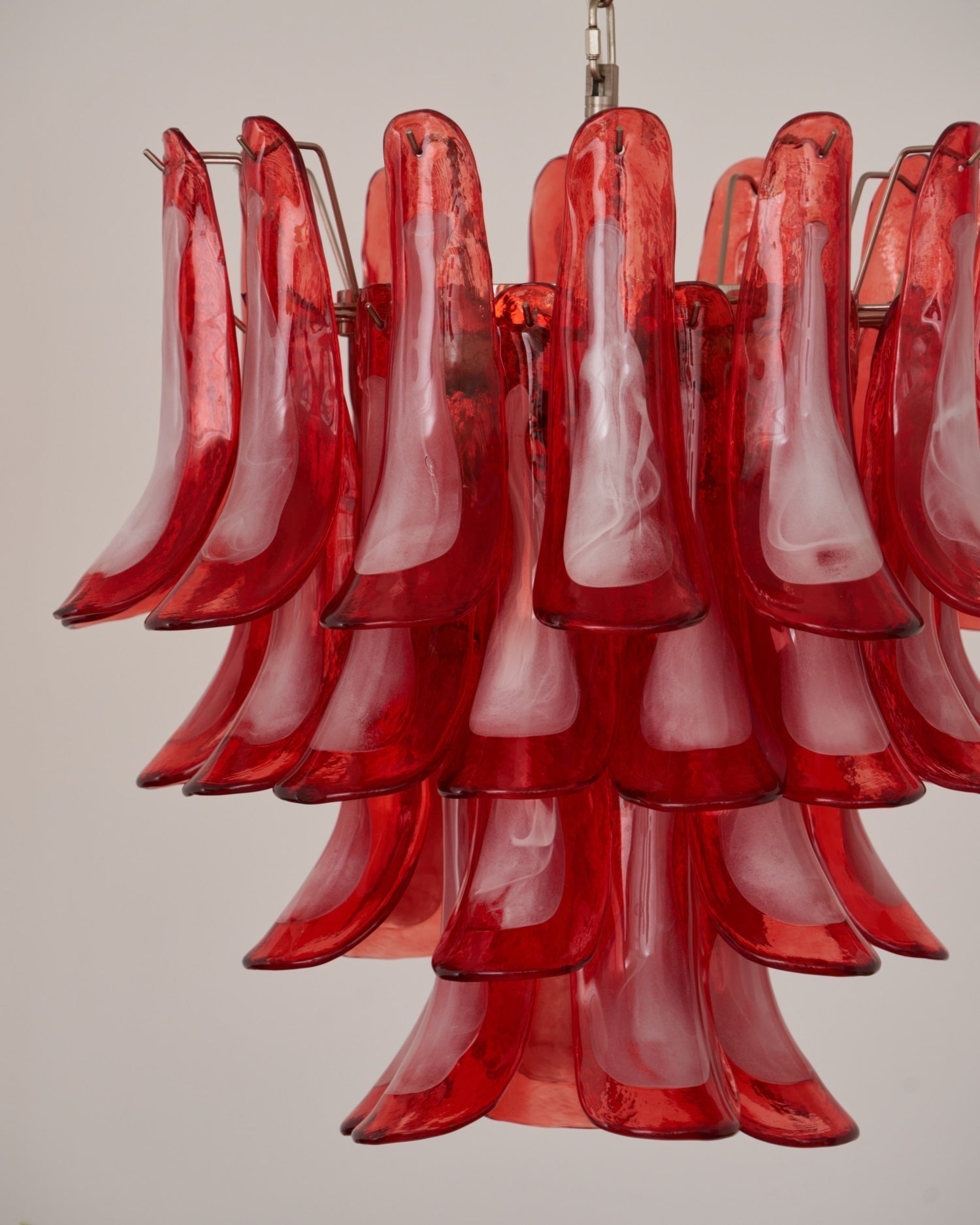 Aurora Chandelier Crimson Murano Glass Petals Layered Vintage-Neutral Decor