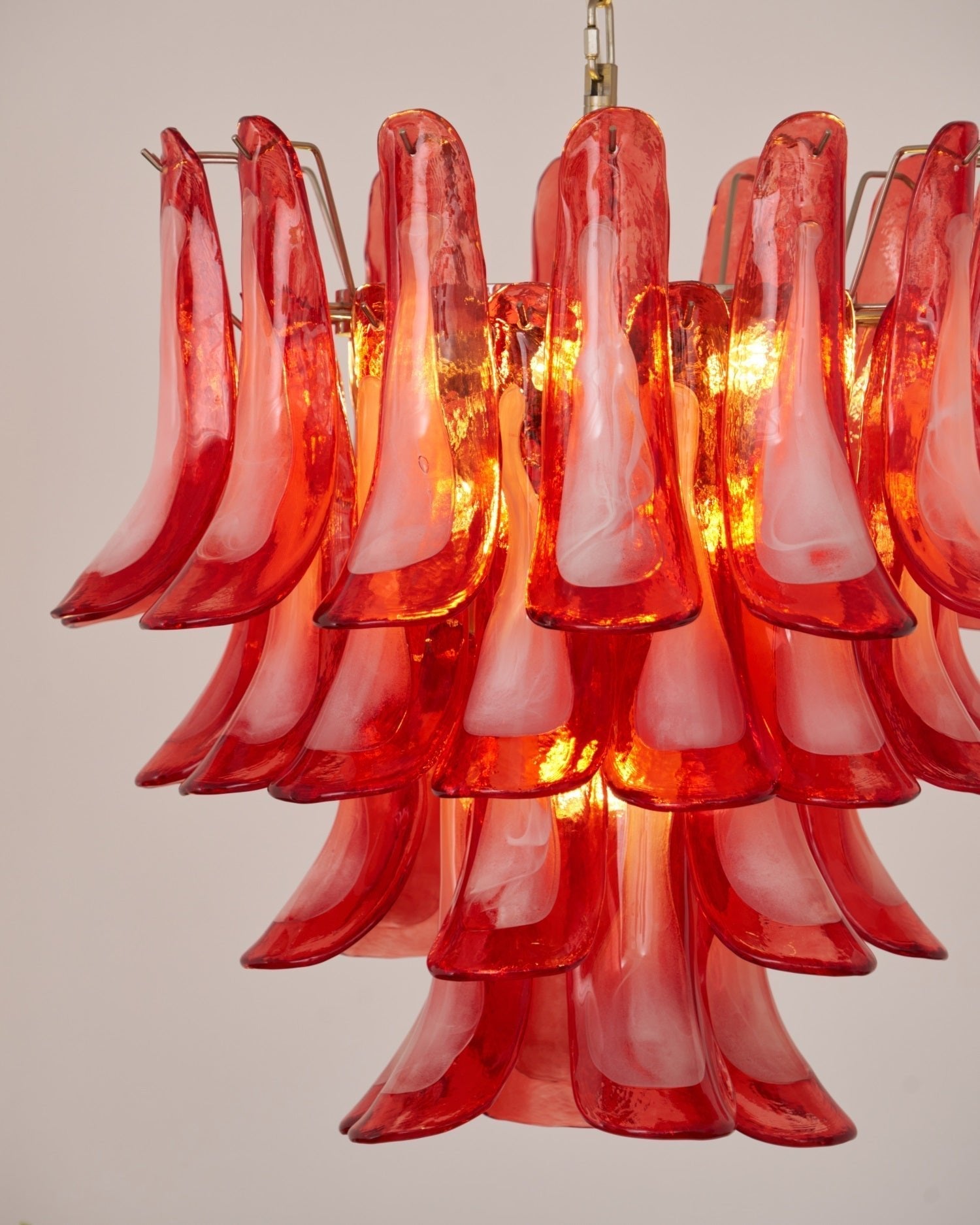 Aurora Chandelier Crimson Murano Glass Petals Layered Vintage-Neutral Decor