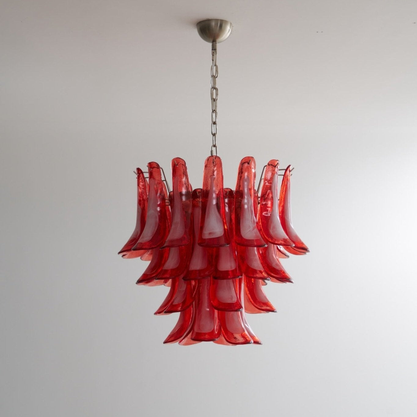 Aurora Chandelier Crimson Murano Glass Petals Layered Vintage-Neutral Decor