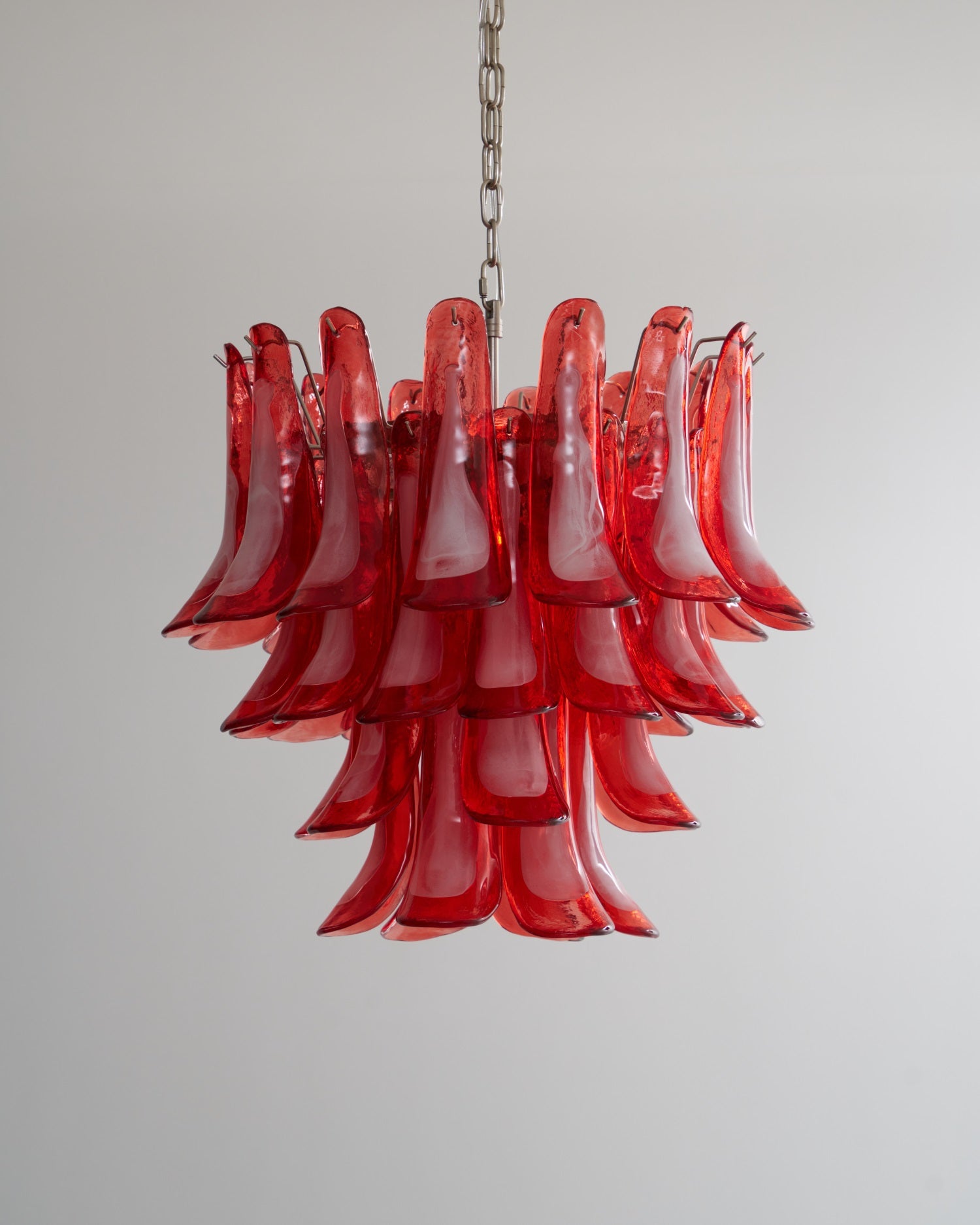 Aurora Chandelier Crimson Murano Glass Petals Layered Vintage-Neutral Decor