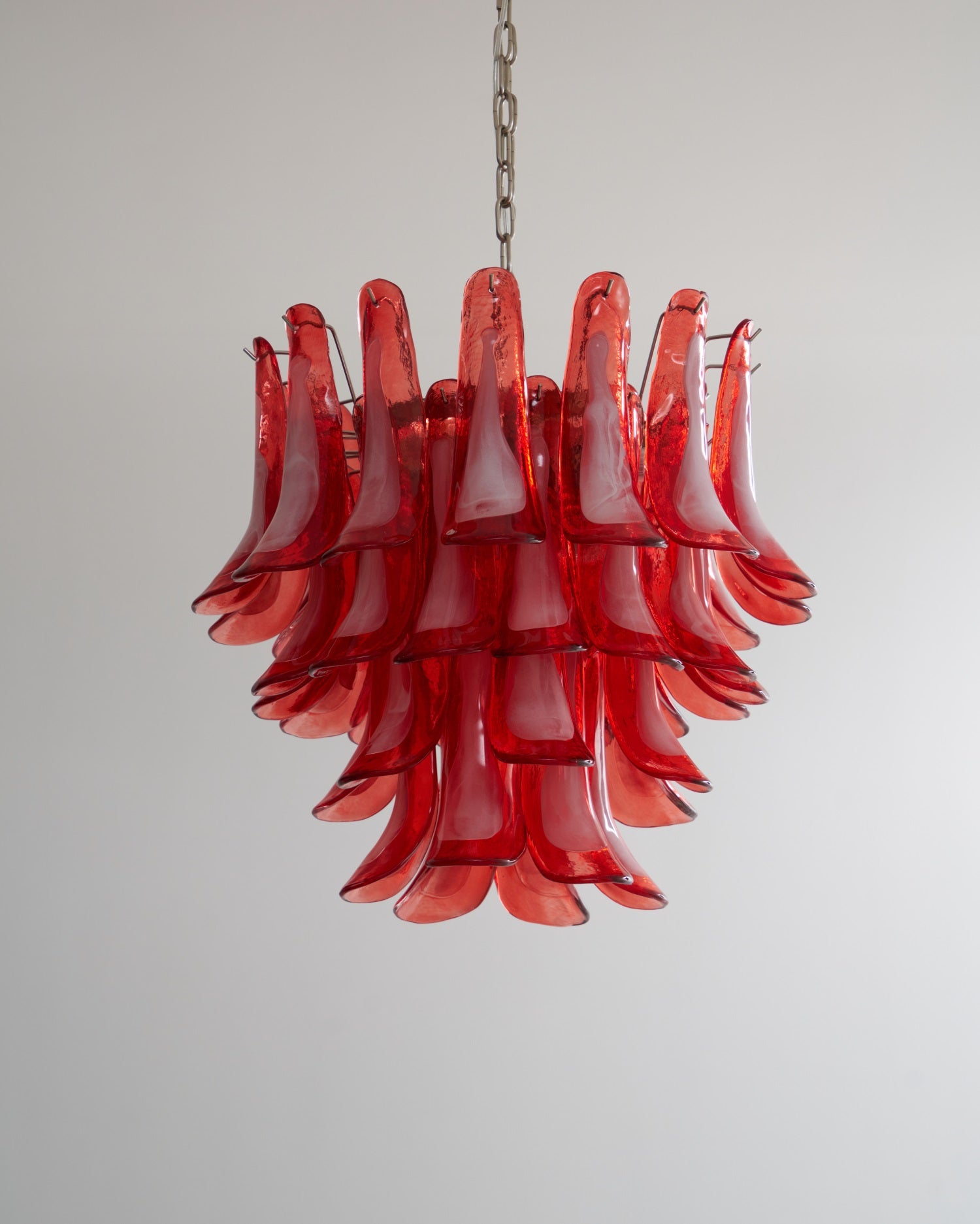 Aurora Chandelier Crimson Murano Glass Petals Layered Vintage-Neutral Decor