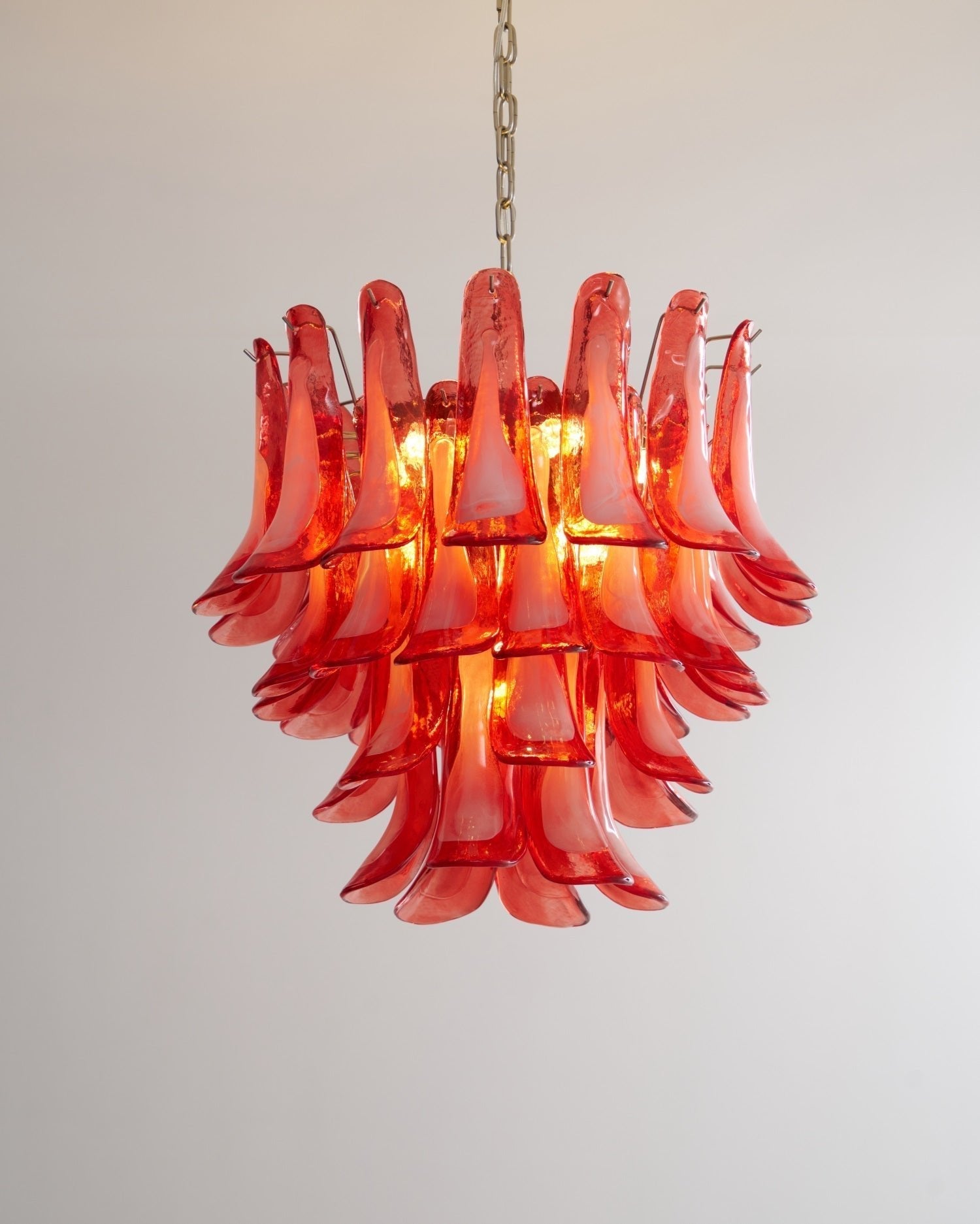 Aurora Chandelier Crimson Murano Glass Petals Layered Vintage-Neutral Decor