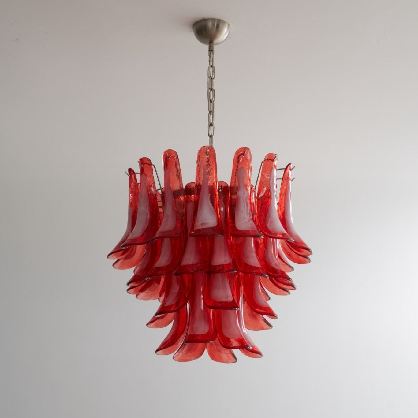 Aurora Chandelier Crimson Murano Glass Petals Layered Vintage-Neutral Decor