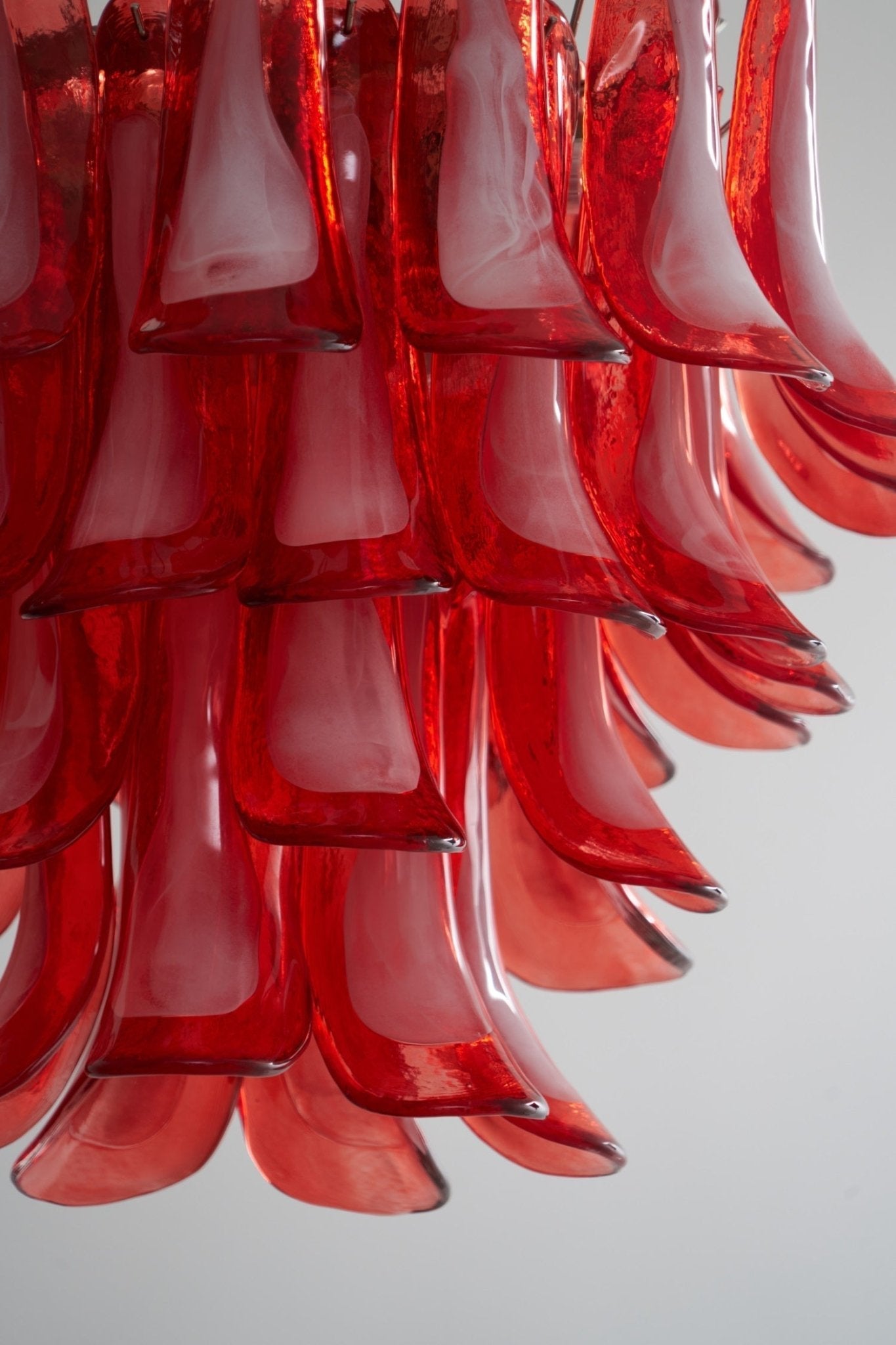 Aurora Chandelier Crimson Murano Glass Petals Layered Vintage-Neutral Decor