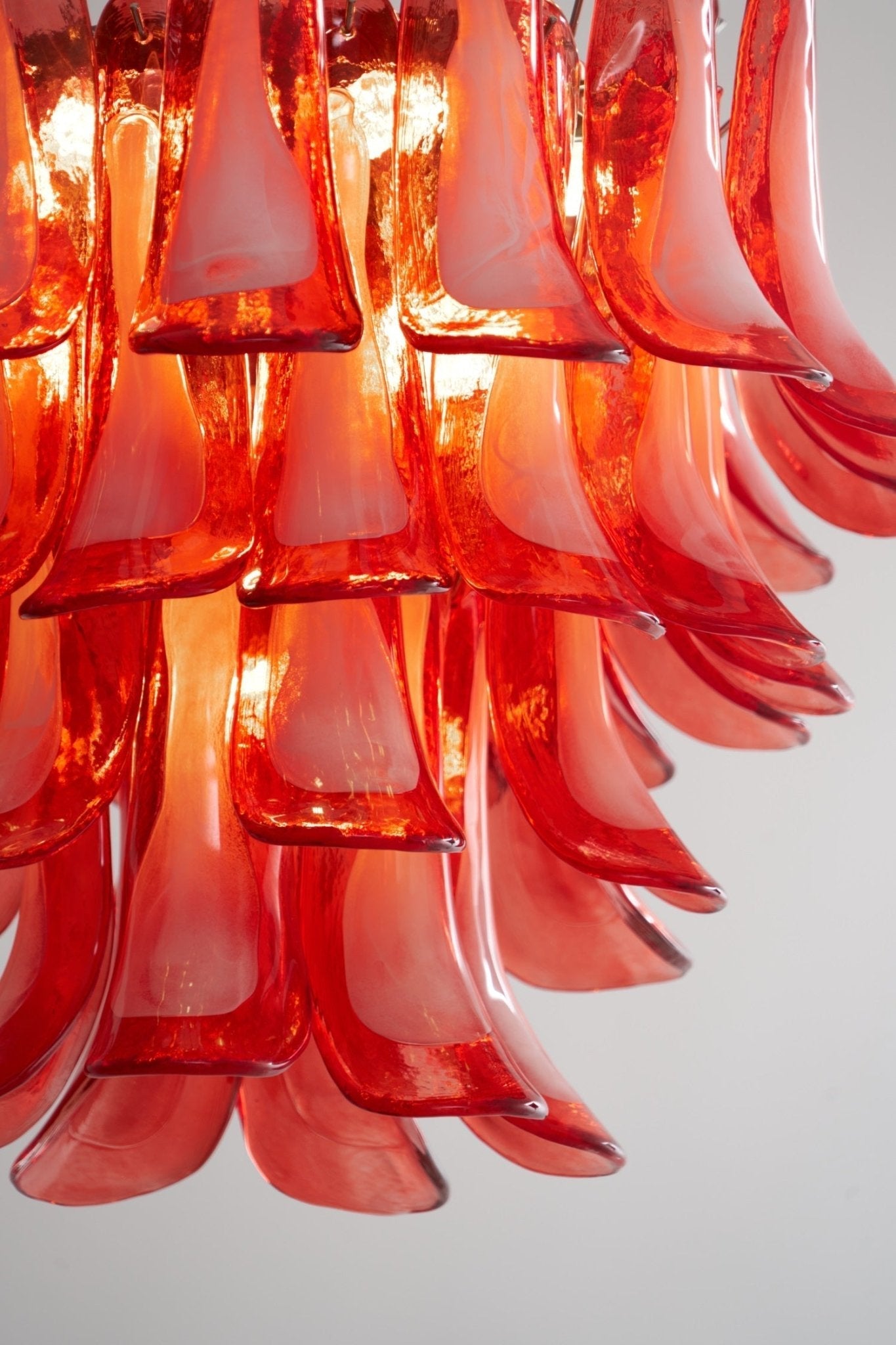 Aurora Chandelier Crimson Murano Glass Petals Layered Vintage-Neutral Decor