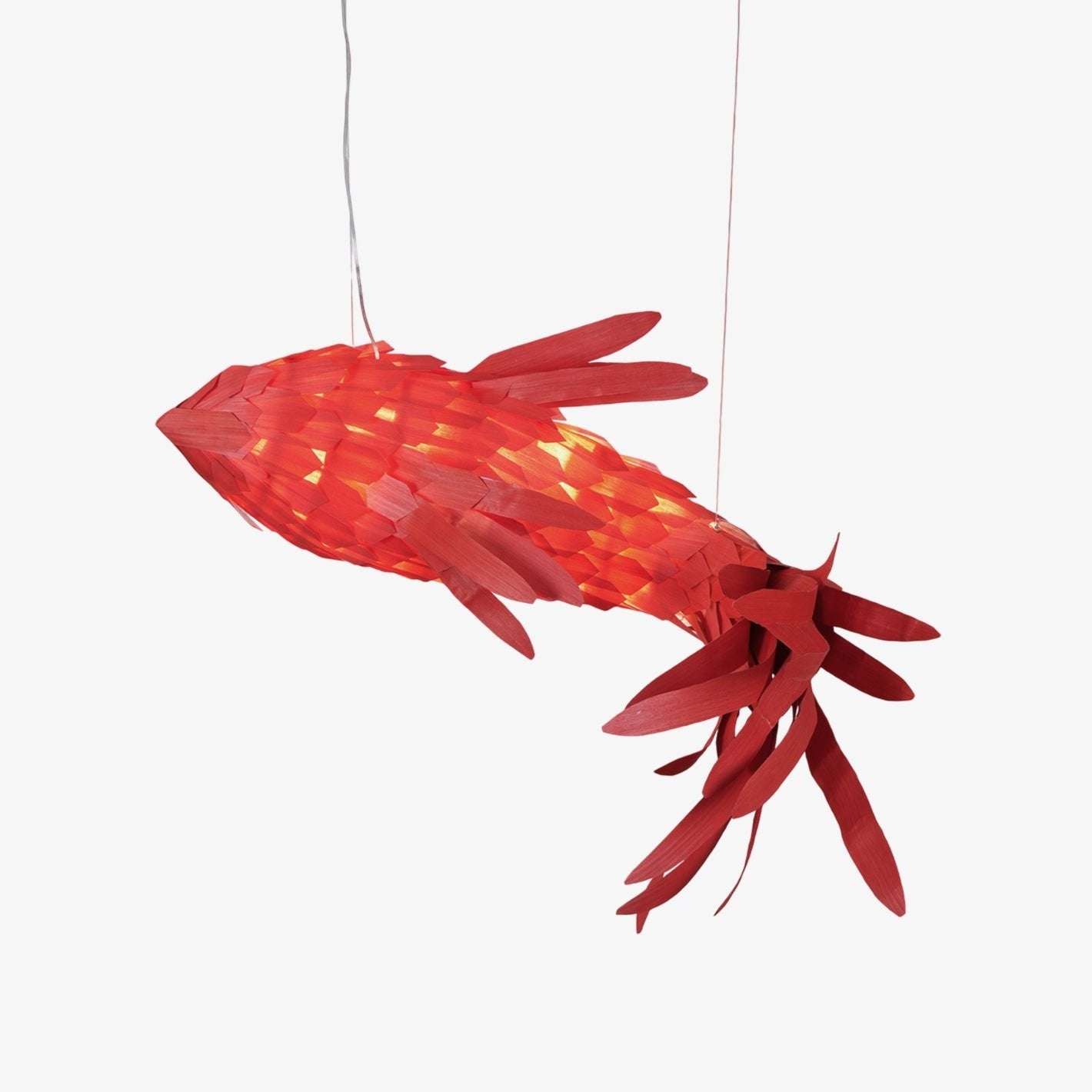 Vamararae Crimson Swirl Koi Pendant Light-Neutral Decor