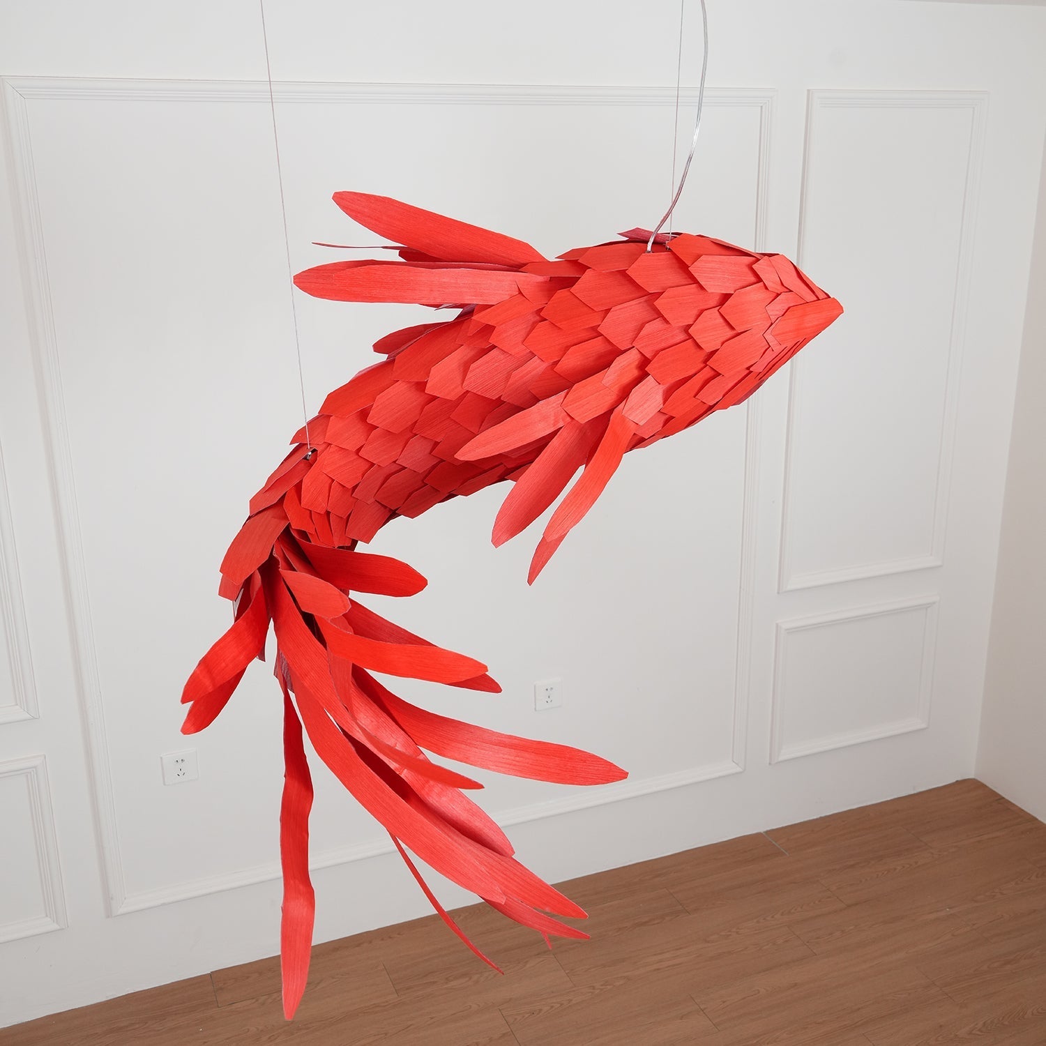 Vamararae Crimson Swirl Koi Pendant Light-Neutral Decor