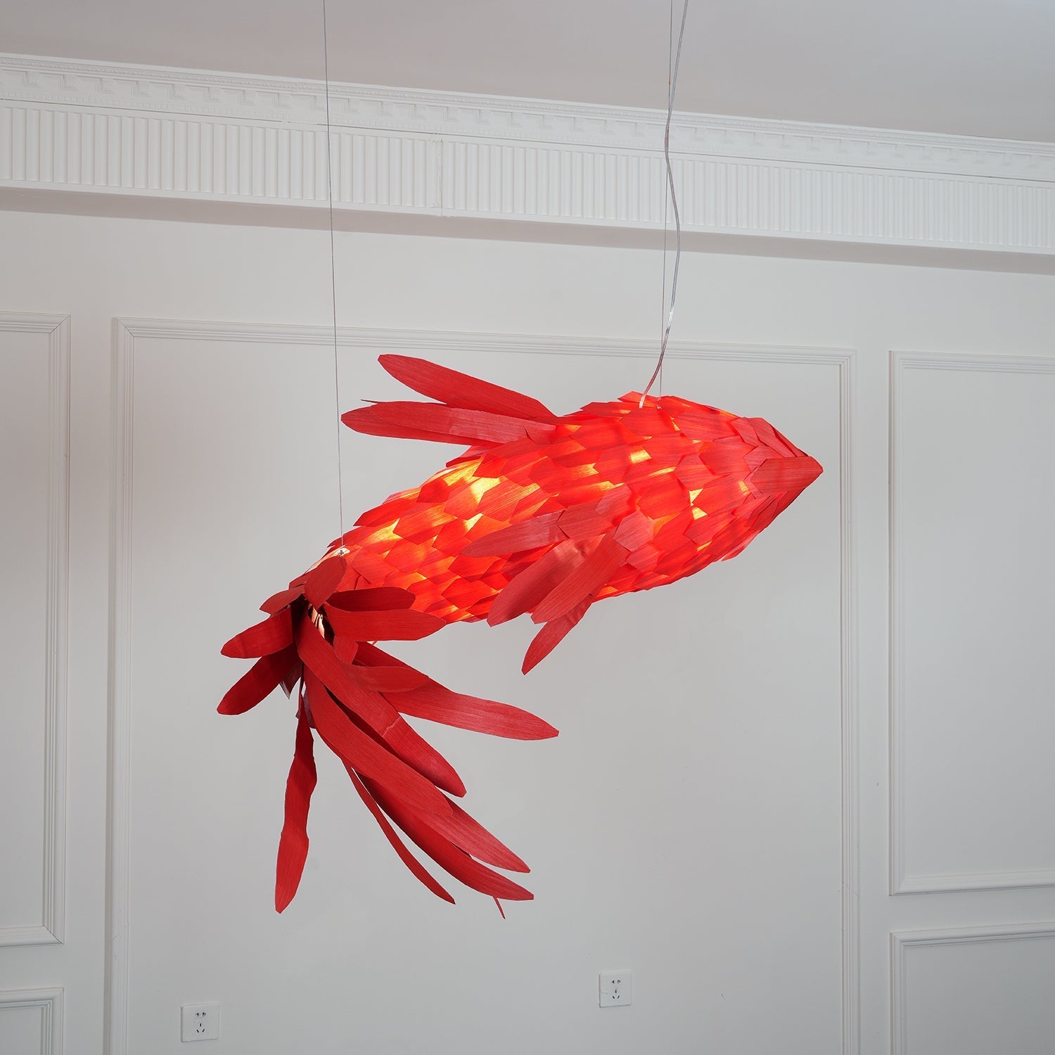 Vamararae Crimson Swirl Koi Pendant Light-Neutral Decor