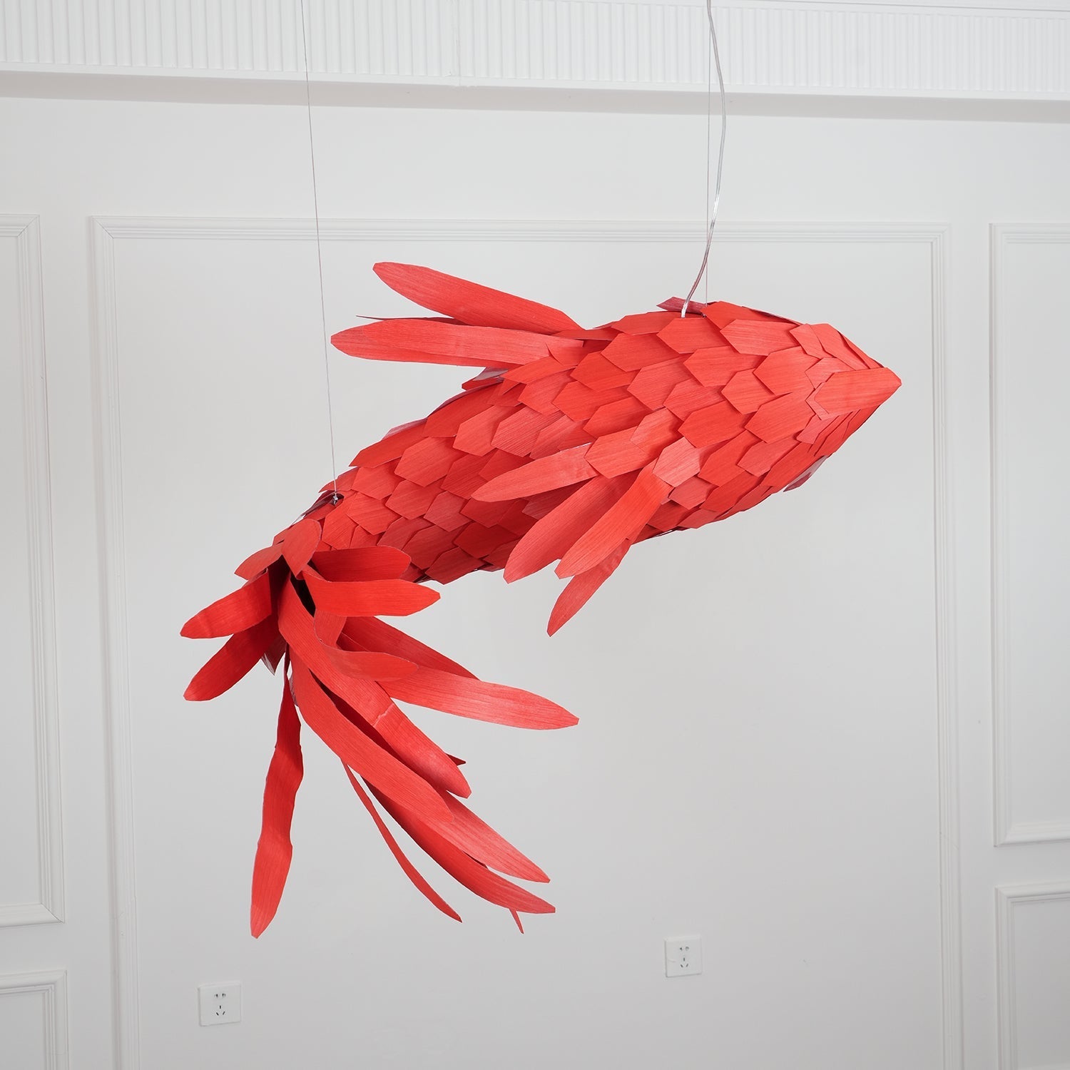 Vamararae Crimson Swirl Koi Pendant Light-Neutral Decor
